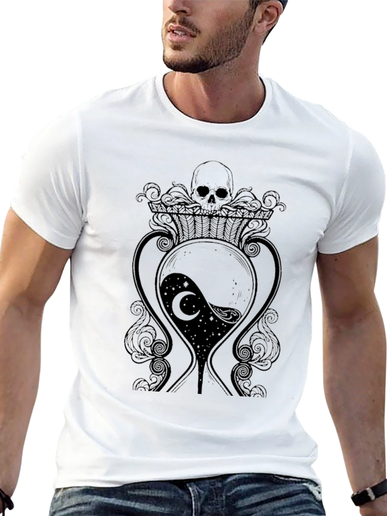 Skull Hourglass Graphic Tee - Dark Aesthetic T-Shirt