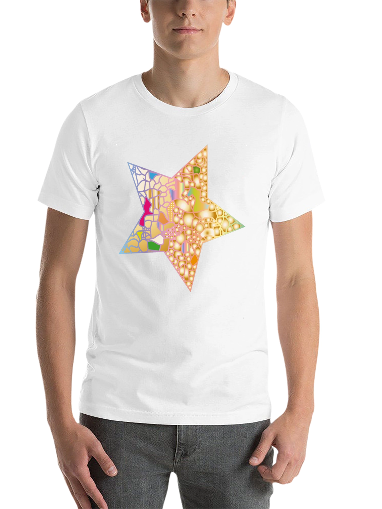 Abstract Star Graphic Tee - Stylish Mens Black T-Shirt