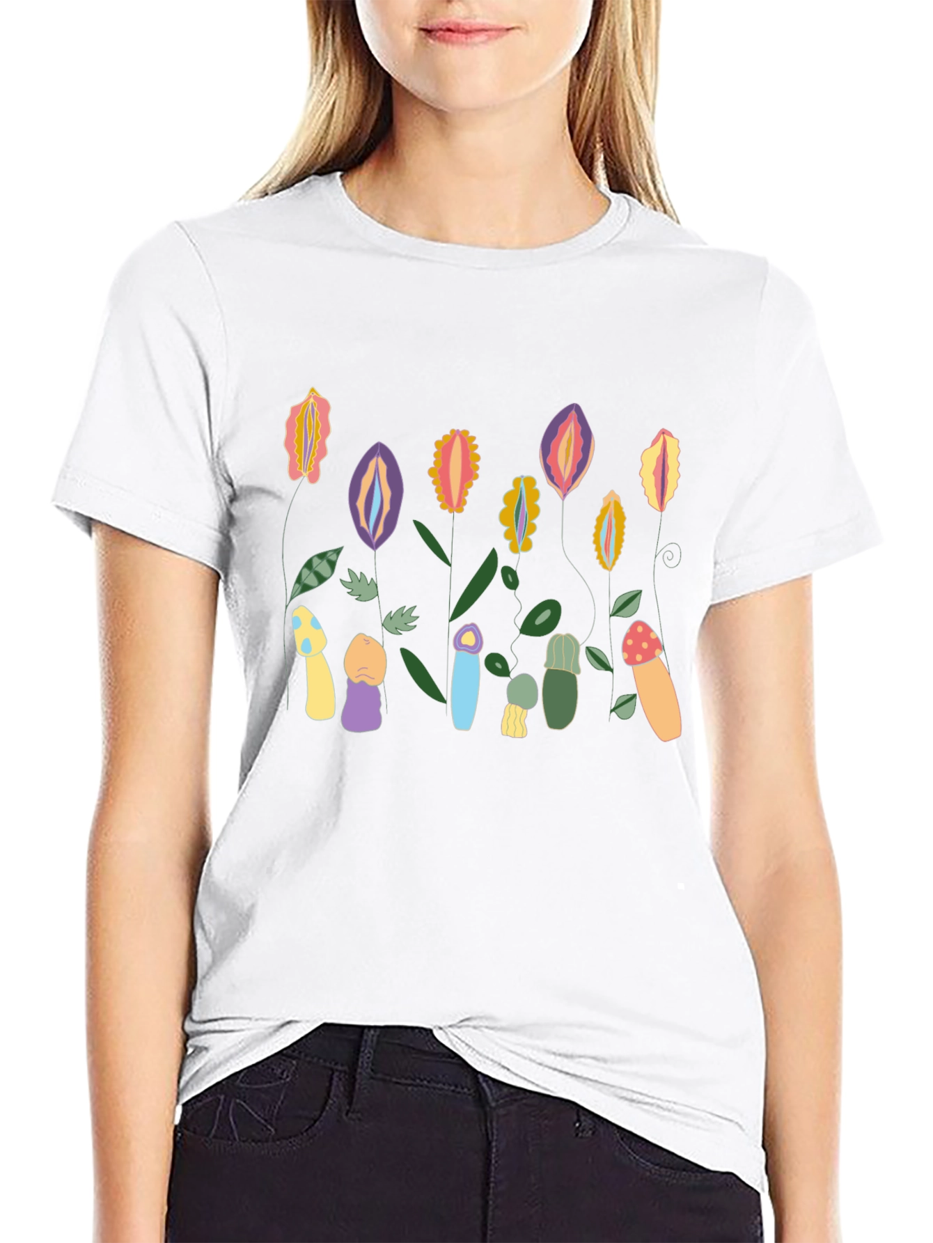 Unique Floral Graphic Print T-Shirt