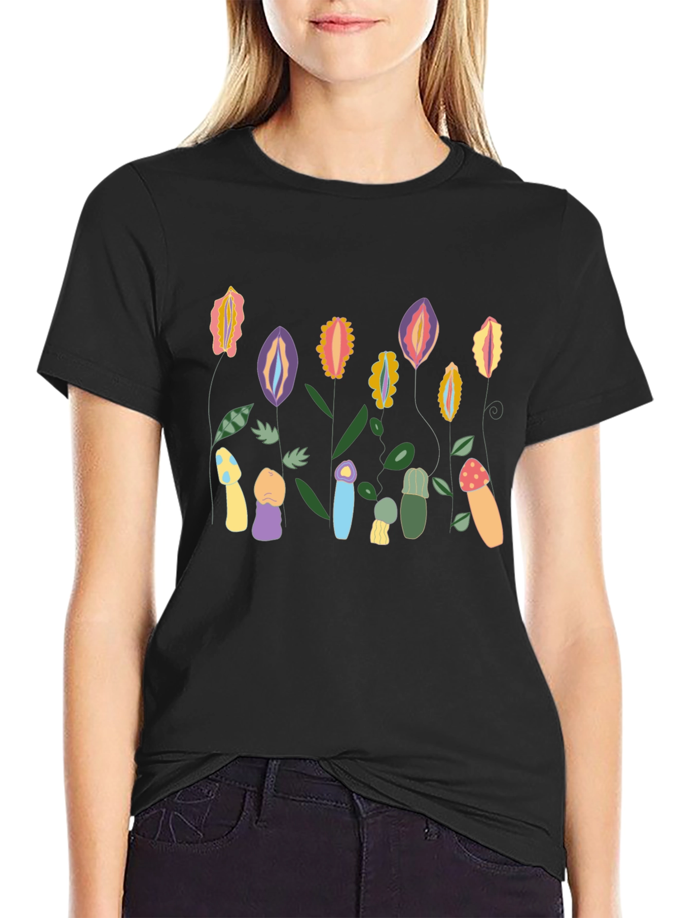 Unique Floral Graphic Print T-Shirt