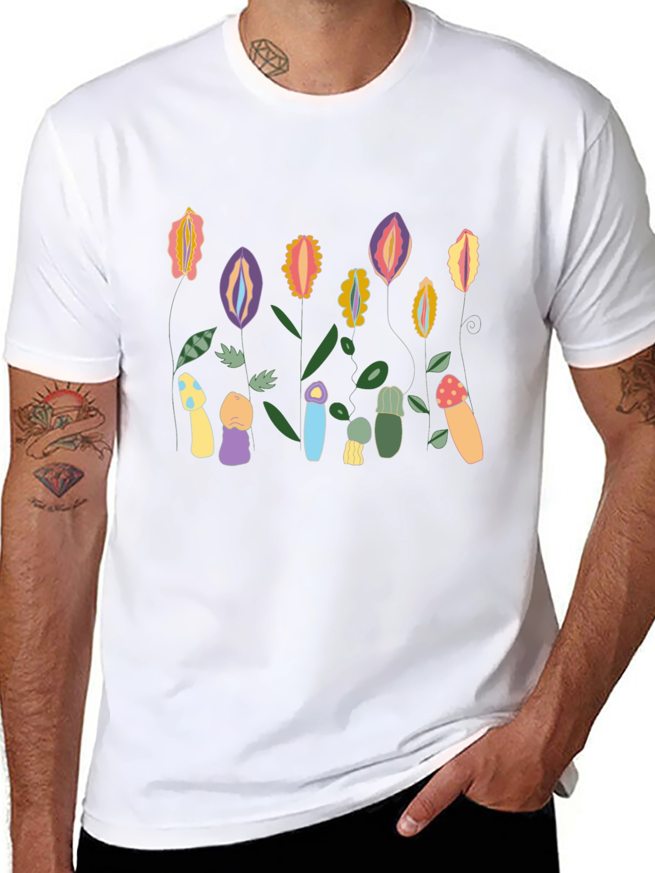 Unique Floral Graphic Print T-Shirt
