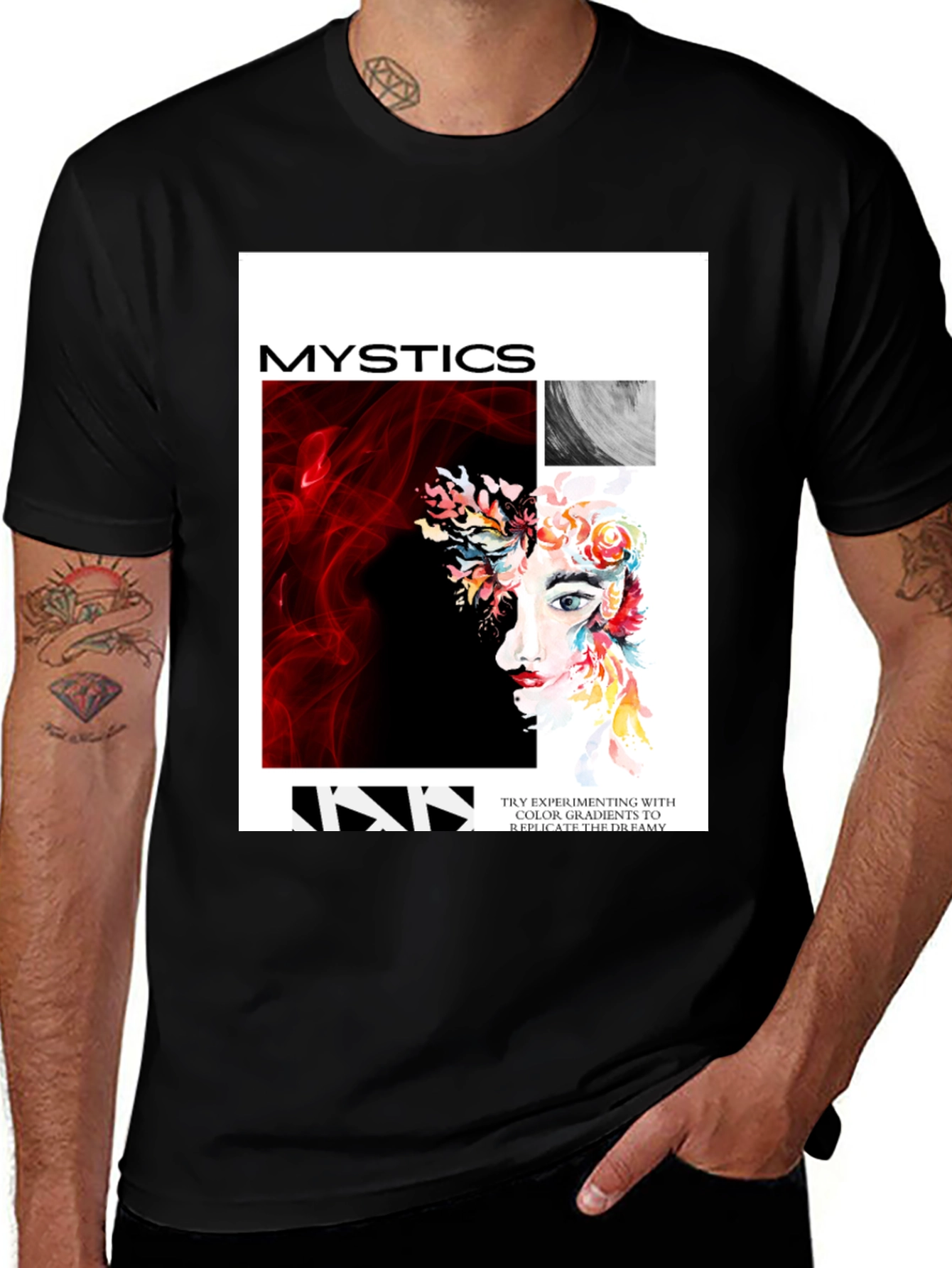 Mystics Graphic Print Tee - Unisex Black T-Shirt