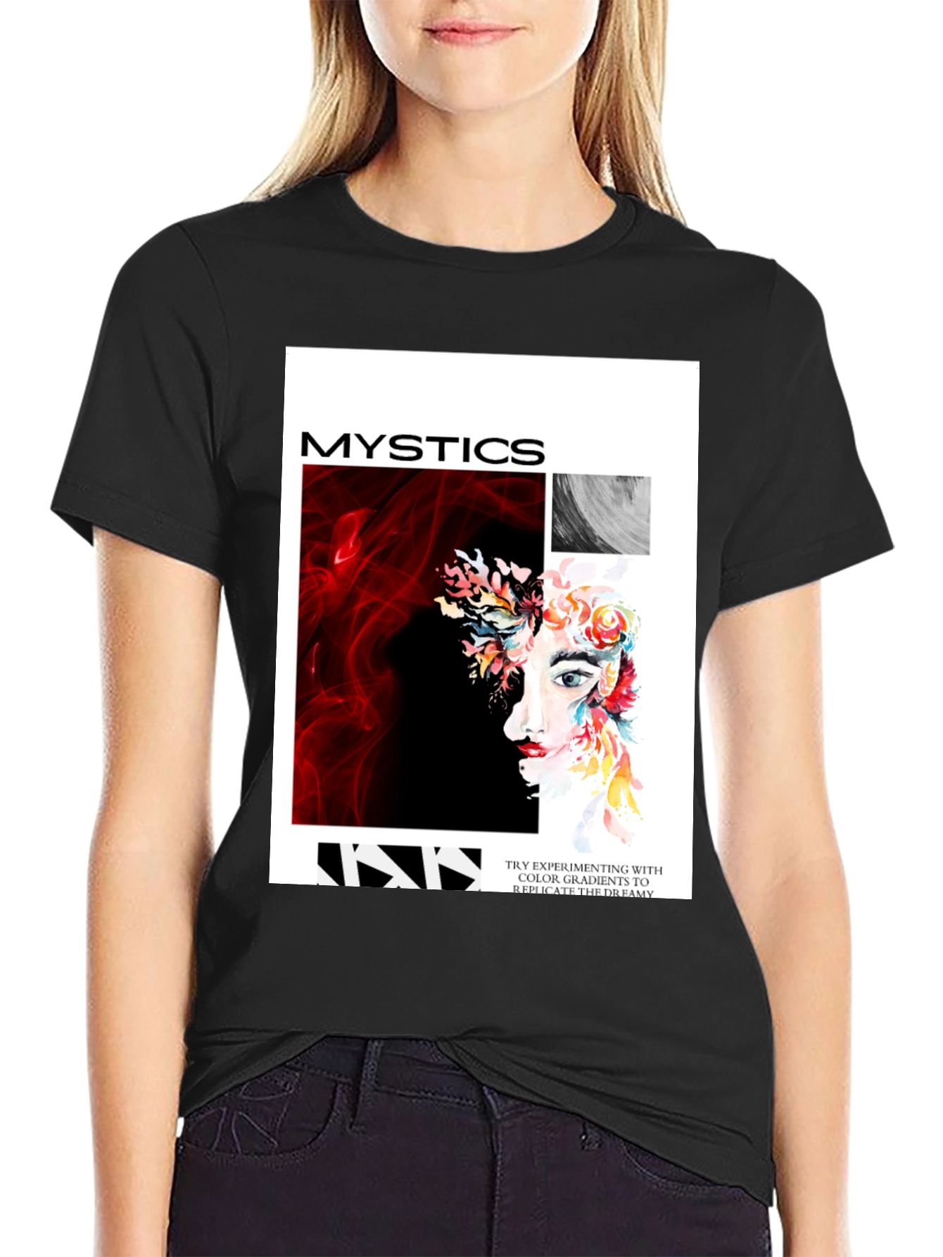 Mystics Graphic Print Tee - Unisex Black T-Shirt