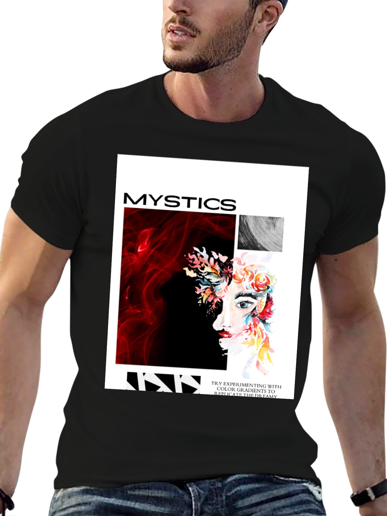 Mystics Graphic Print Tee - Unisex Black T-Shirt