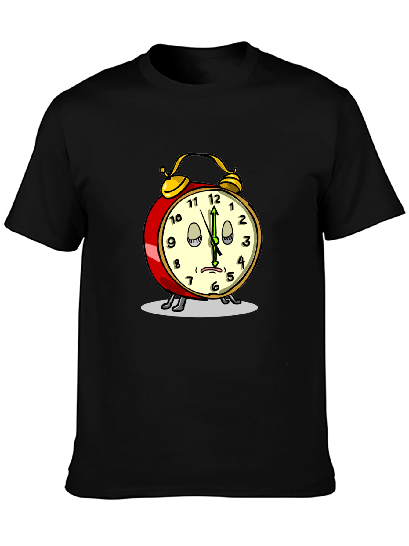 Funny Sleepy Alarm Clock Black T-Shirt