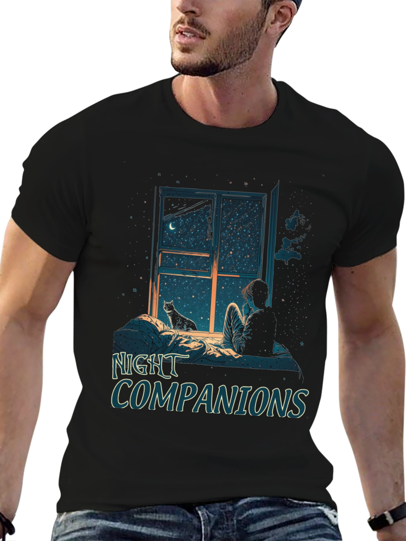 Night Companions Graphic Tee - Stargazing Comfort