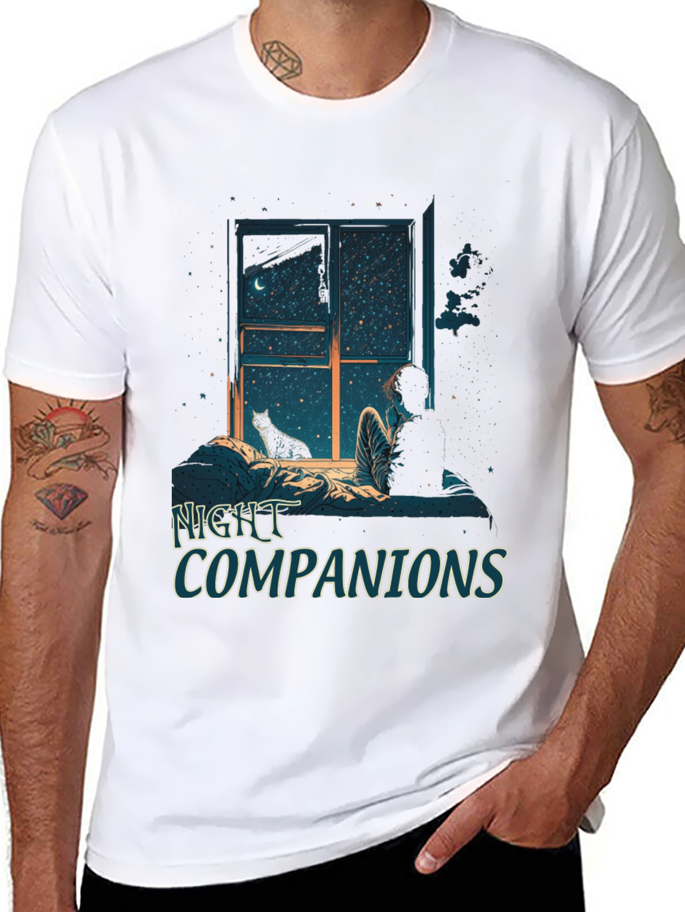 Night Companions Graphic Tee - Stargazing Comfort