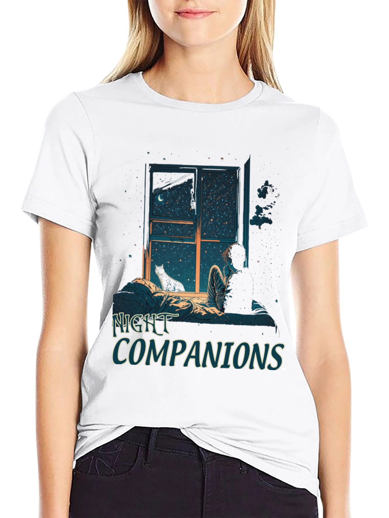 Night Companions Graphic Tee - Stargazing Comfort