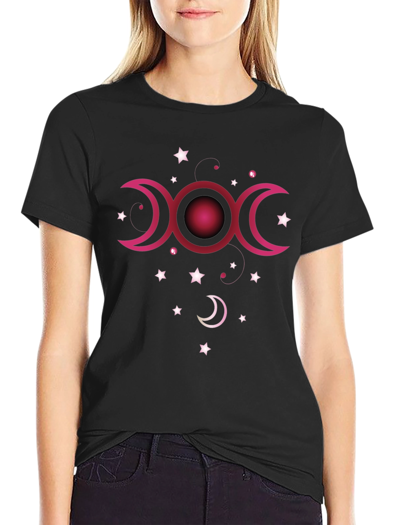 Triple Moon Goddess Black T-Shirt