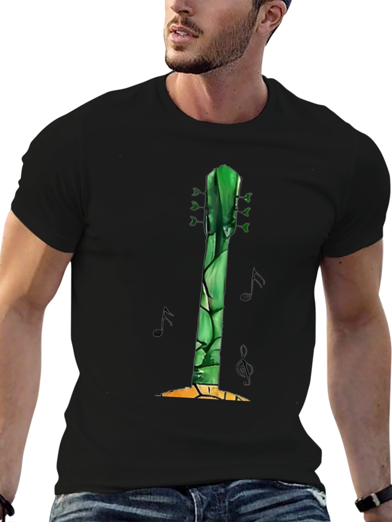 Guitar Asparagus Mens Graphic Tee - Black