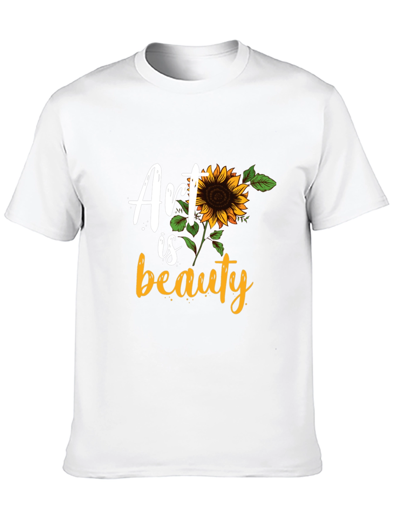 Art Is Beauty Sunflower Graphic Black T-Shirt
