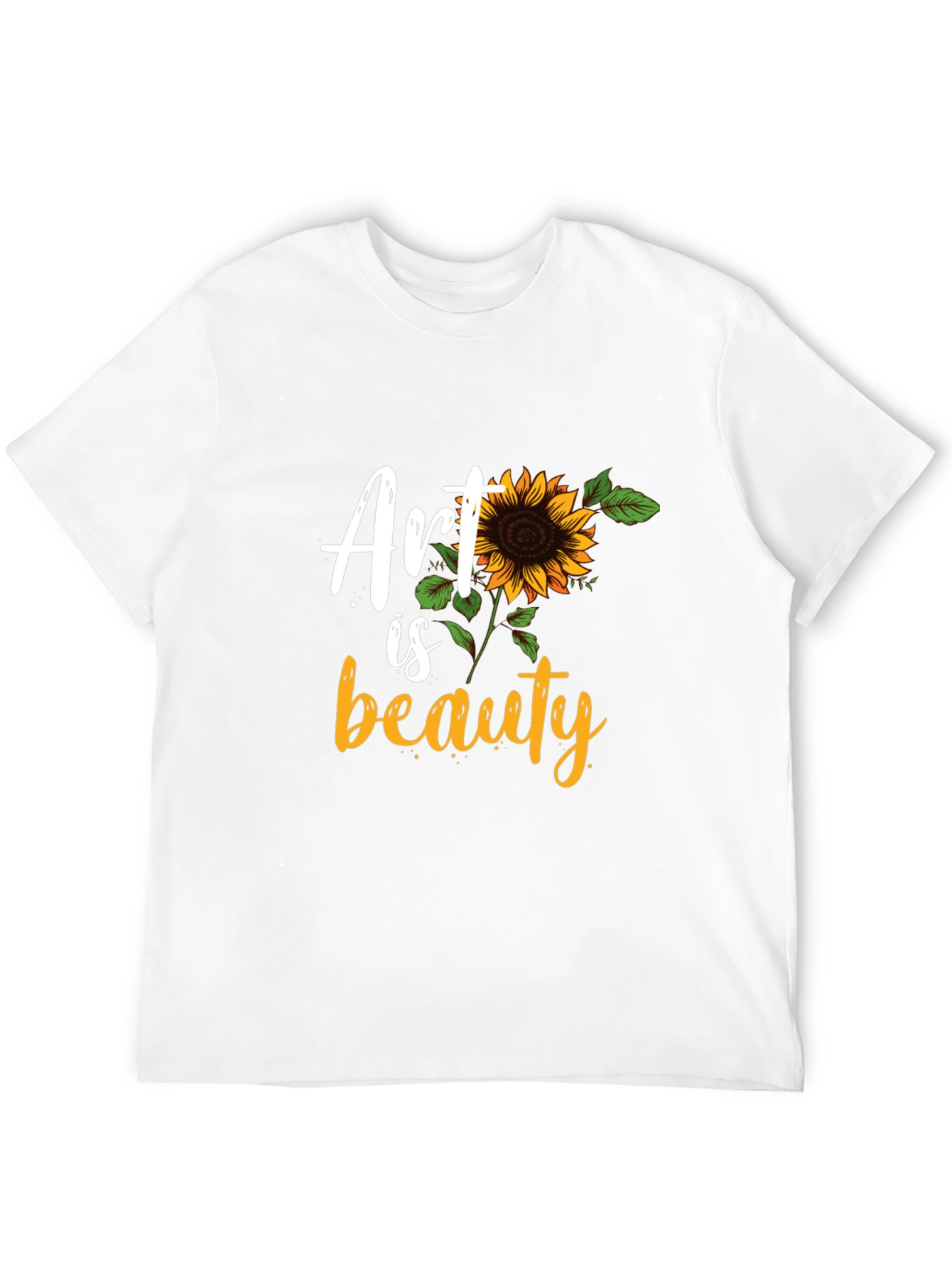 Art Is Beauty Sunflower Graphic Black T-Shirt