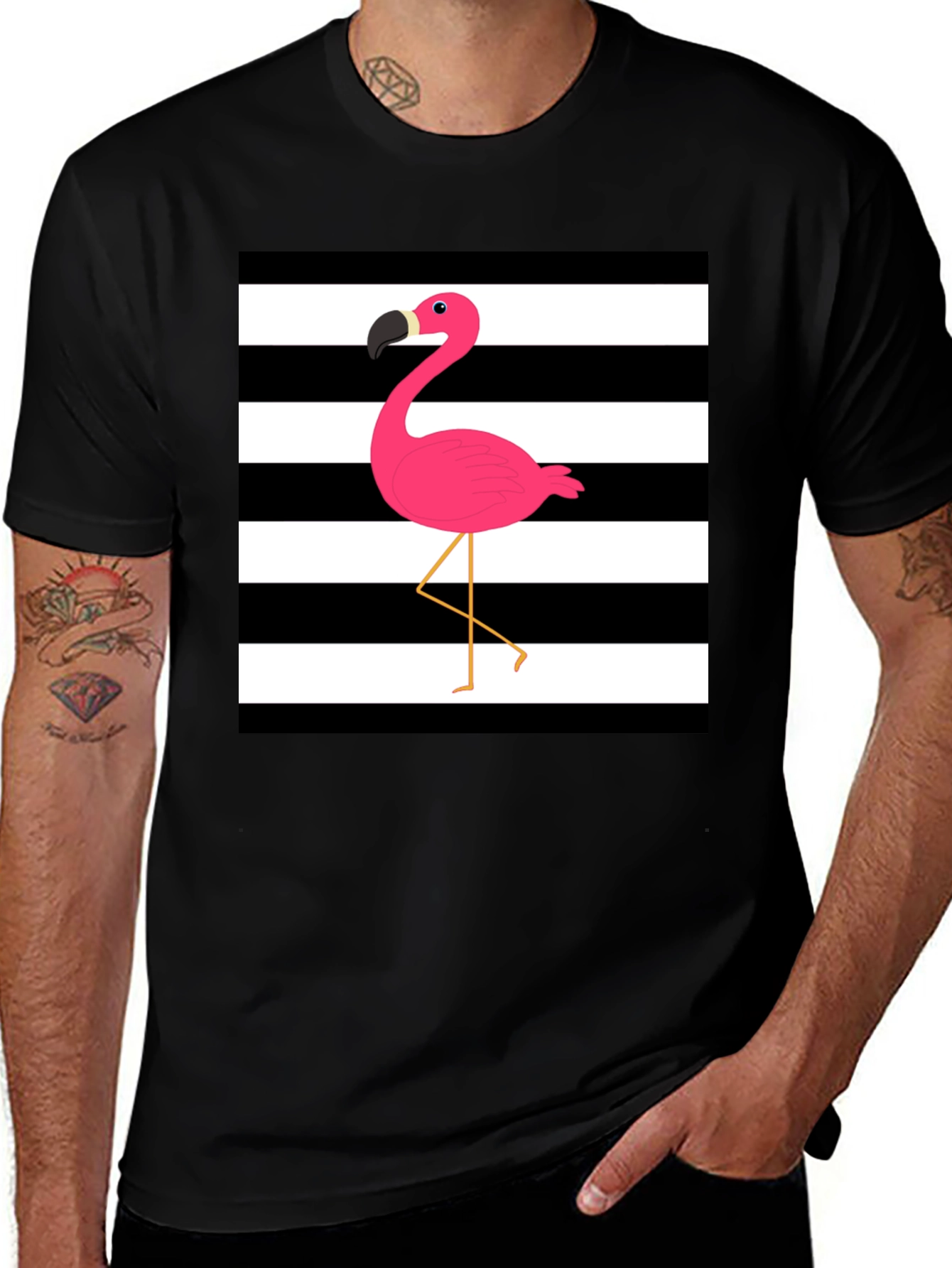 Stripped Flamingo Graphic Tee