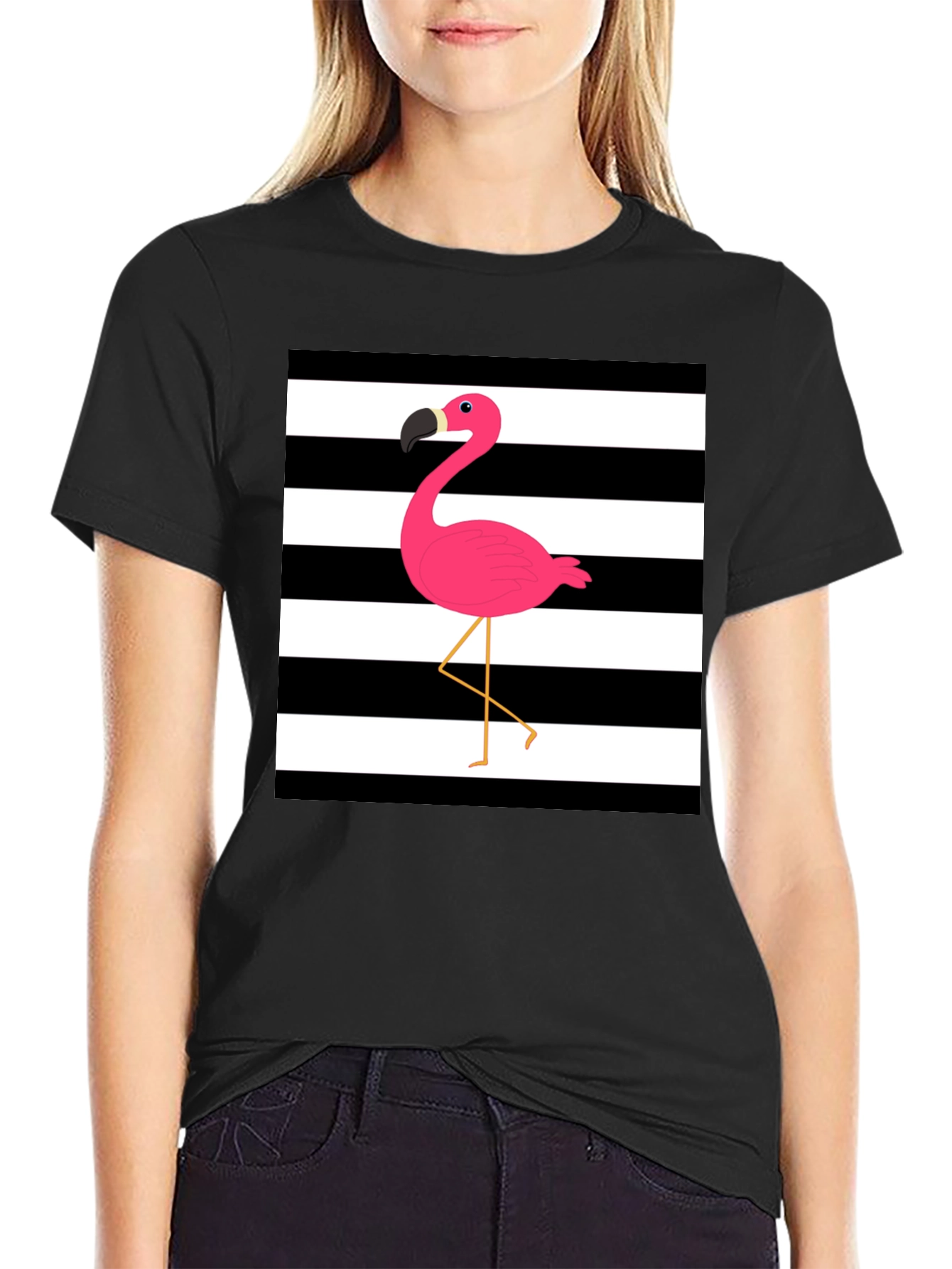 Stripped Flamingo Graphic Tee