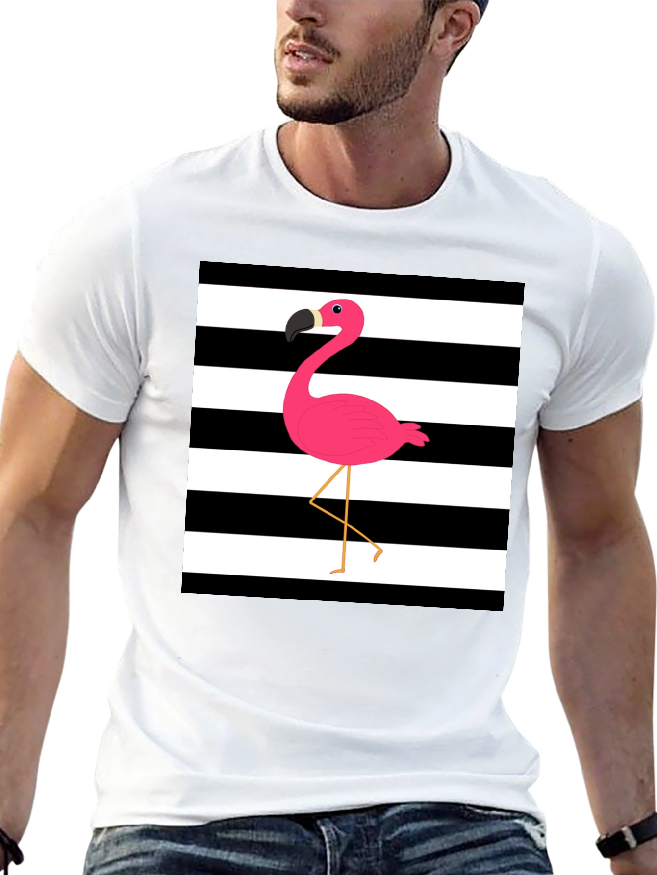 Stripped Flamingo Graphic Tee