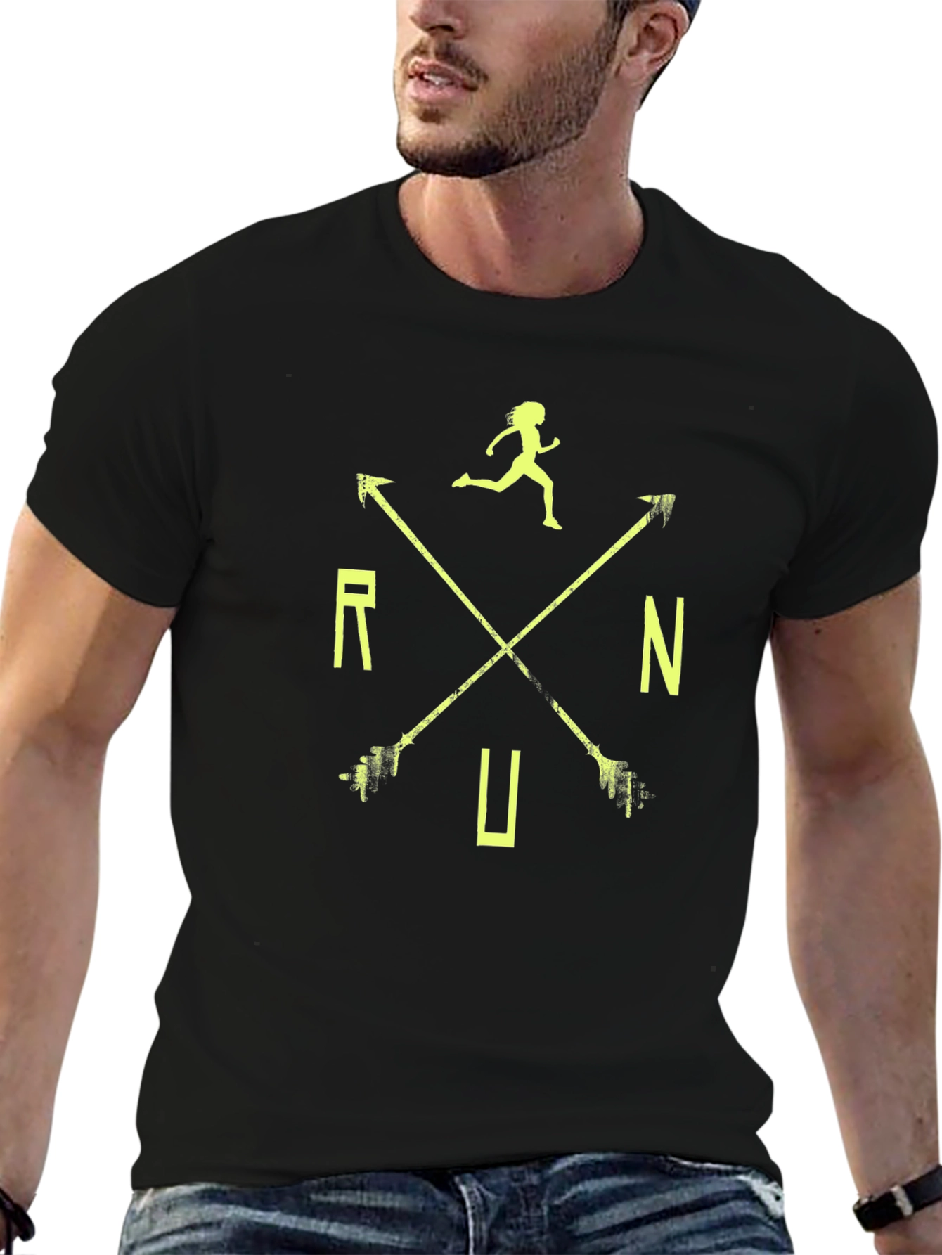 Run Arrow T-Shirt - Black Graphic Tee