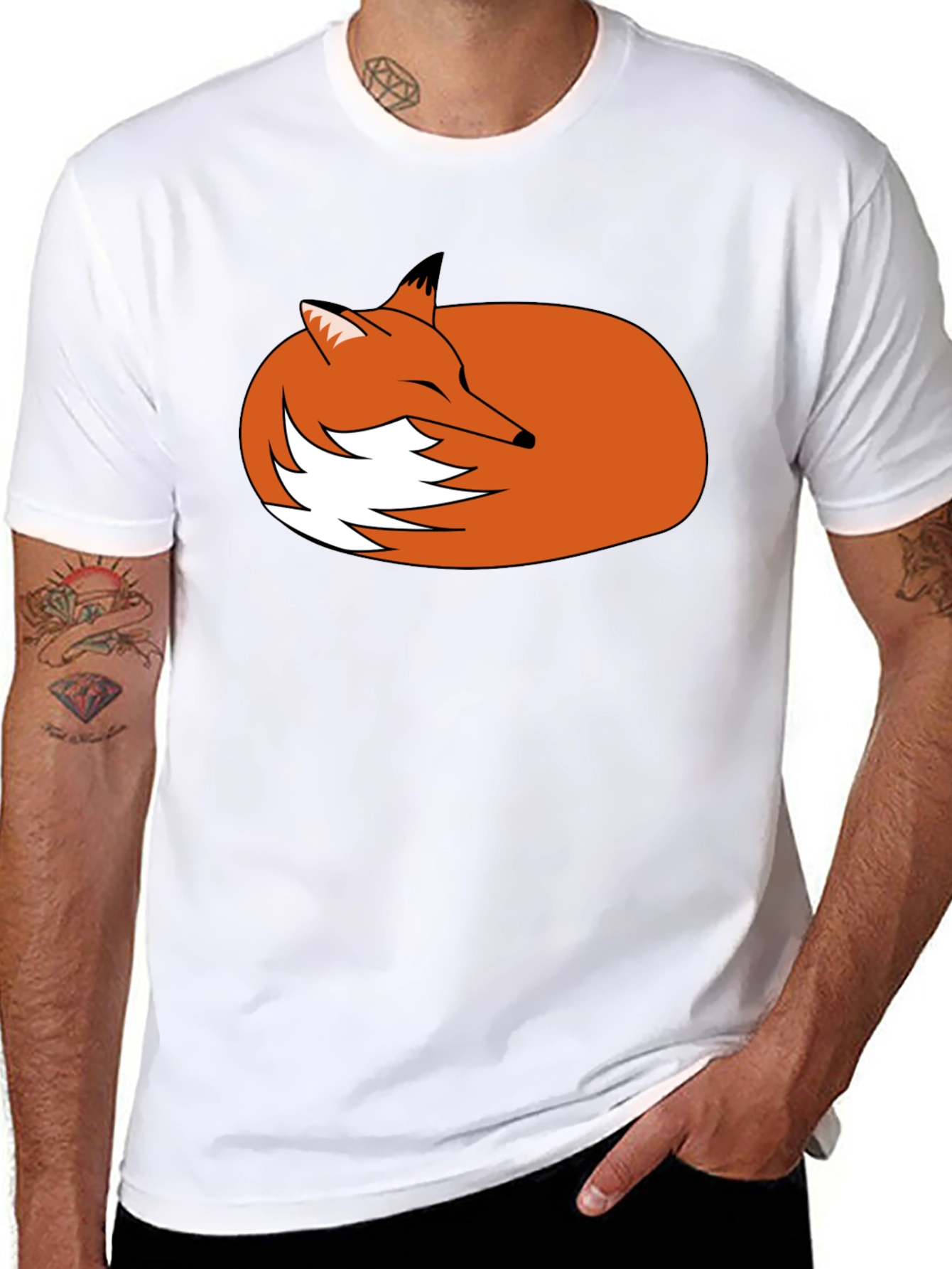 Sleeping Fox Graphic Tee - Black Unisex T-Shirt