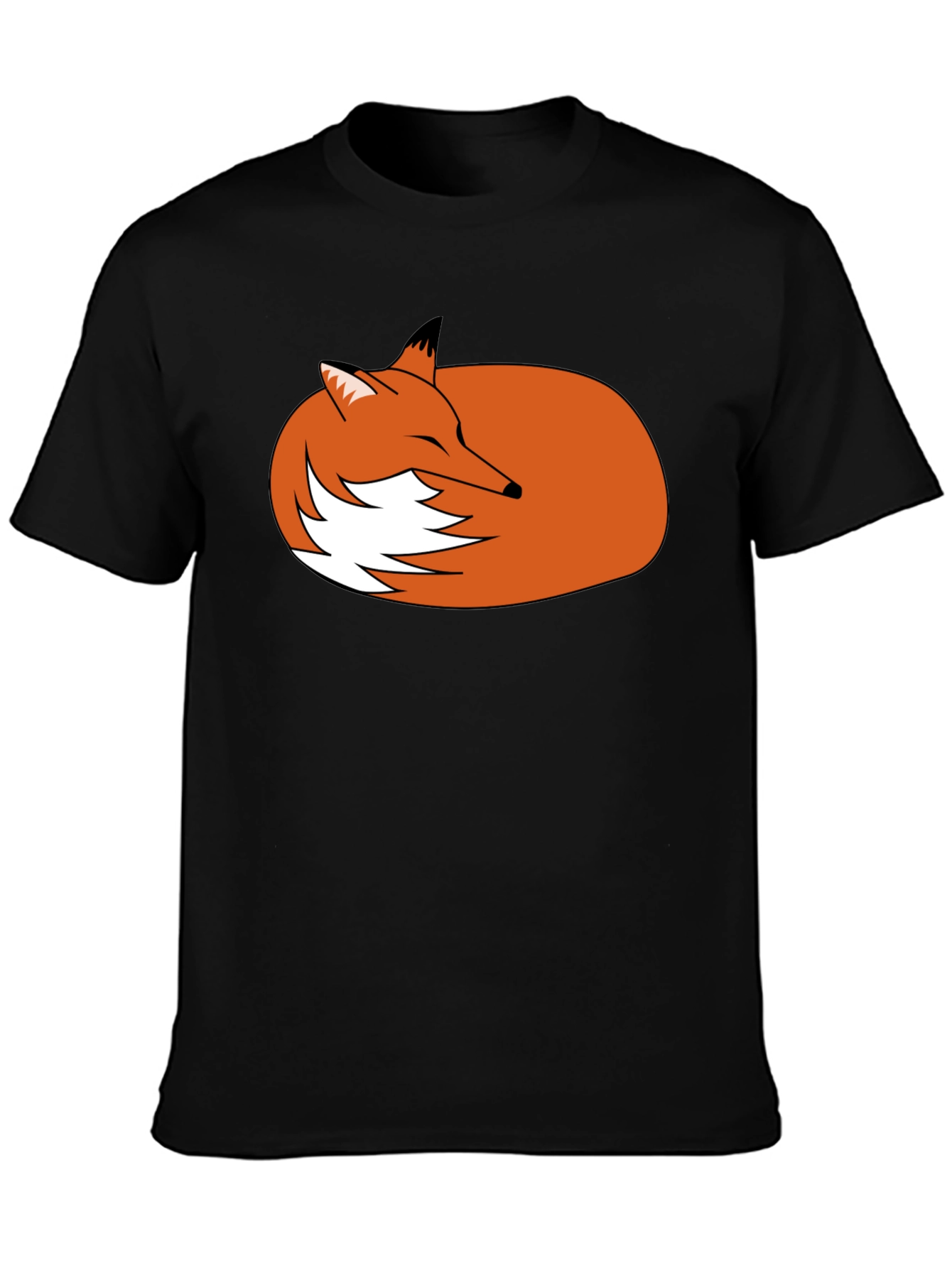 Sleeping Fox Graphic Tee - Black Unisex T-Shirt