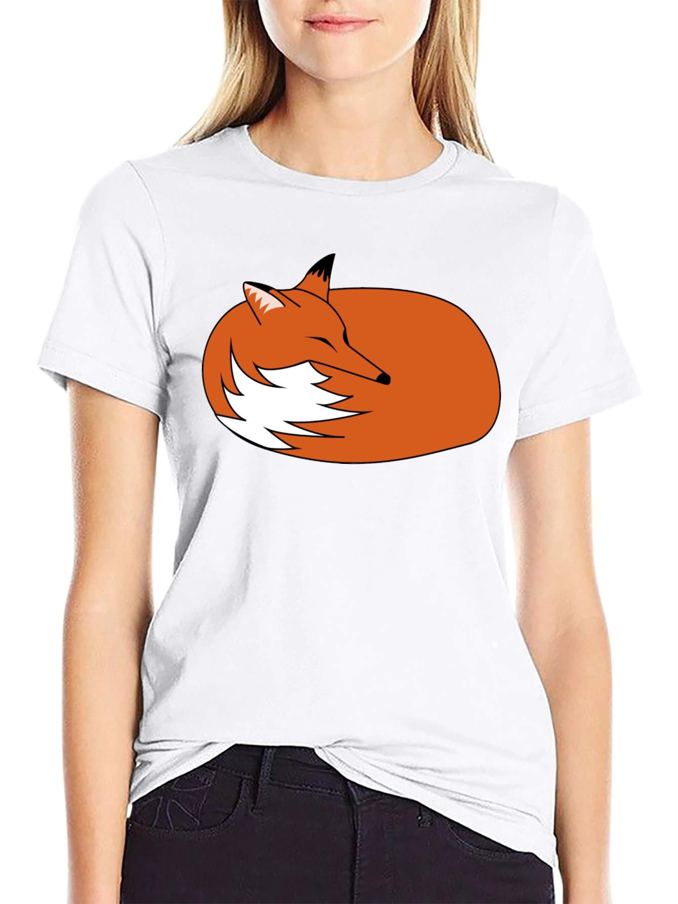 Sleeping Fox Graphic Tee - Black Unisex T-Shirt