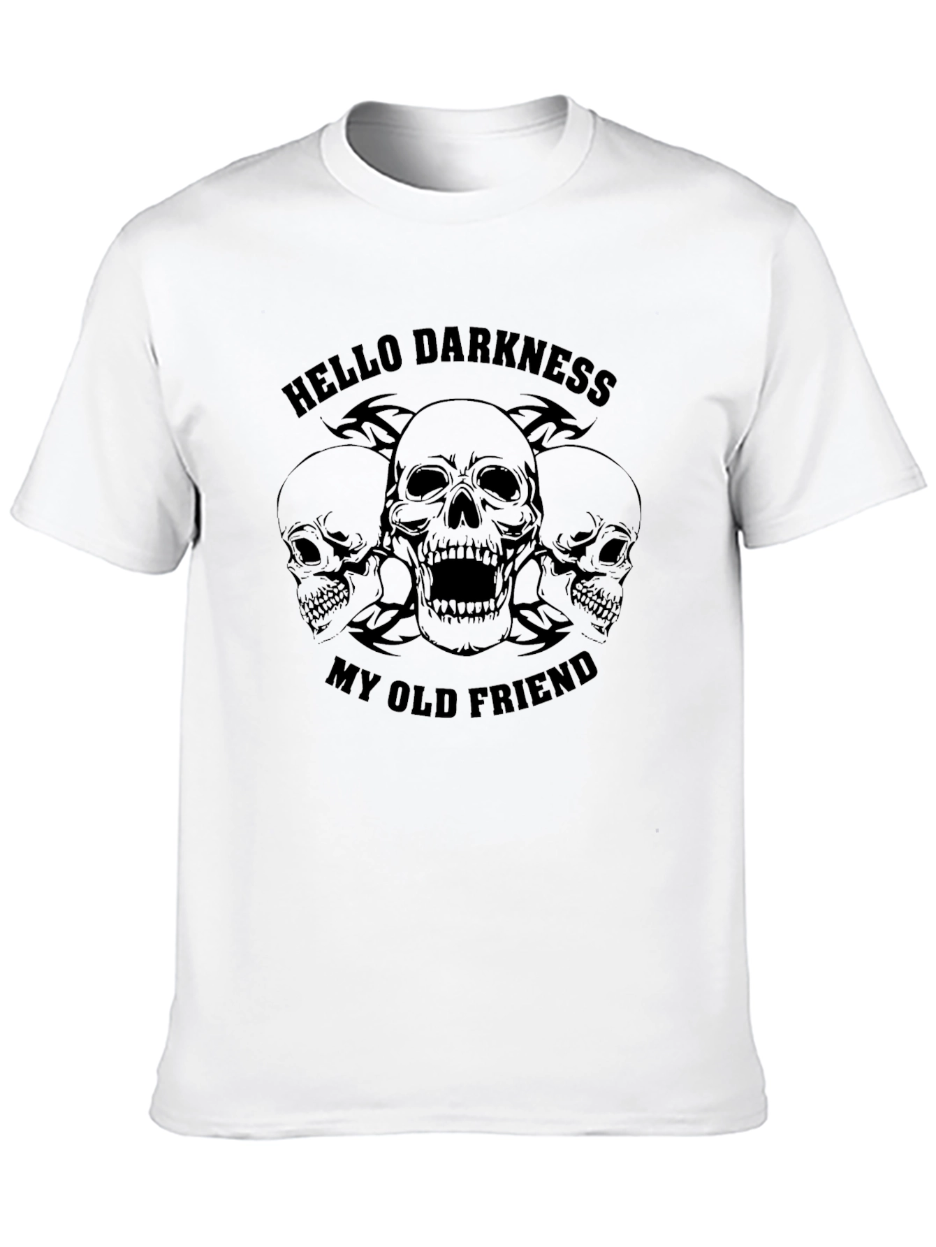 Skull Graphic Tee - Hello Darkness My Old Friend