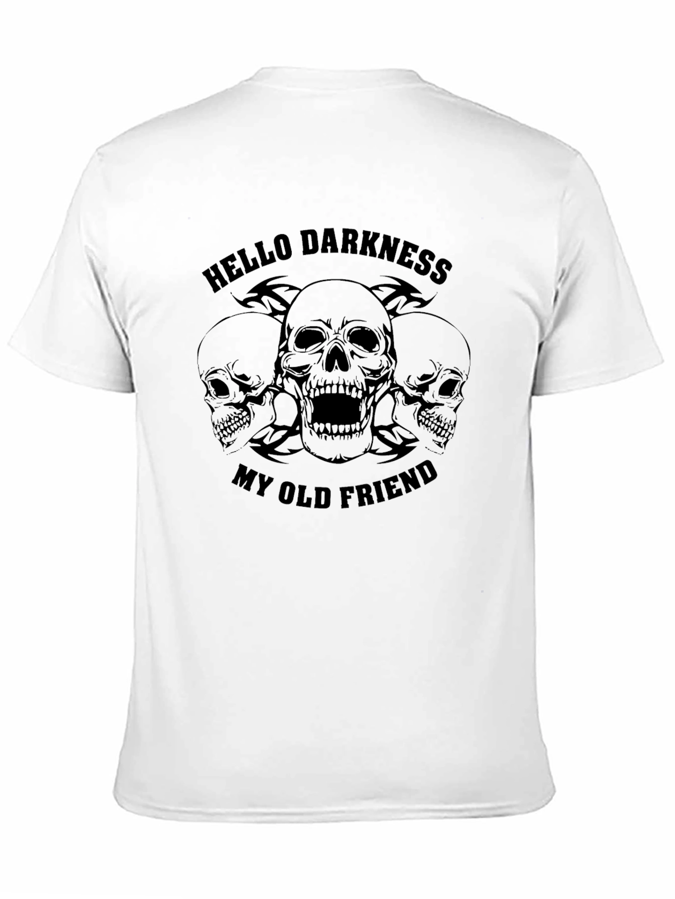 Skull Graphic Tee - Hello Darkness My Old Friend