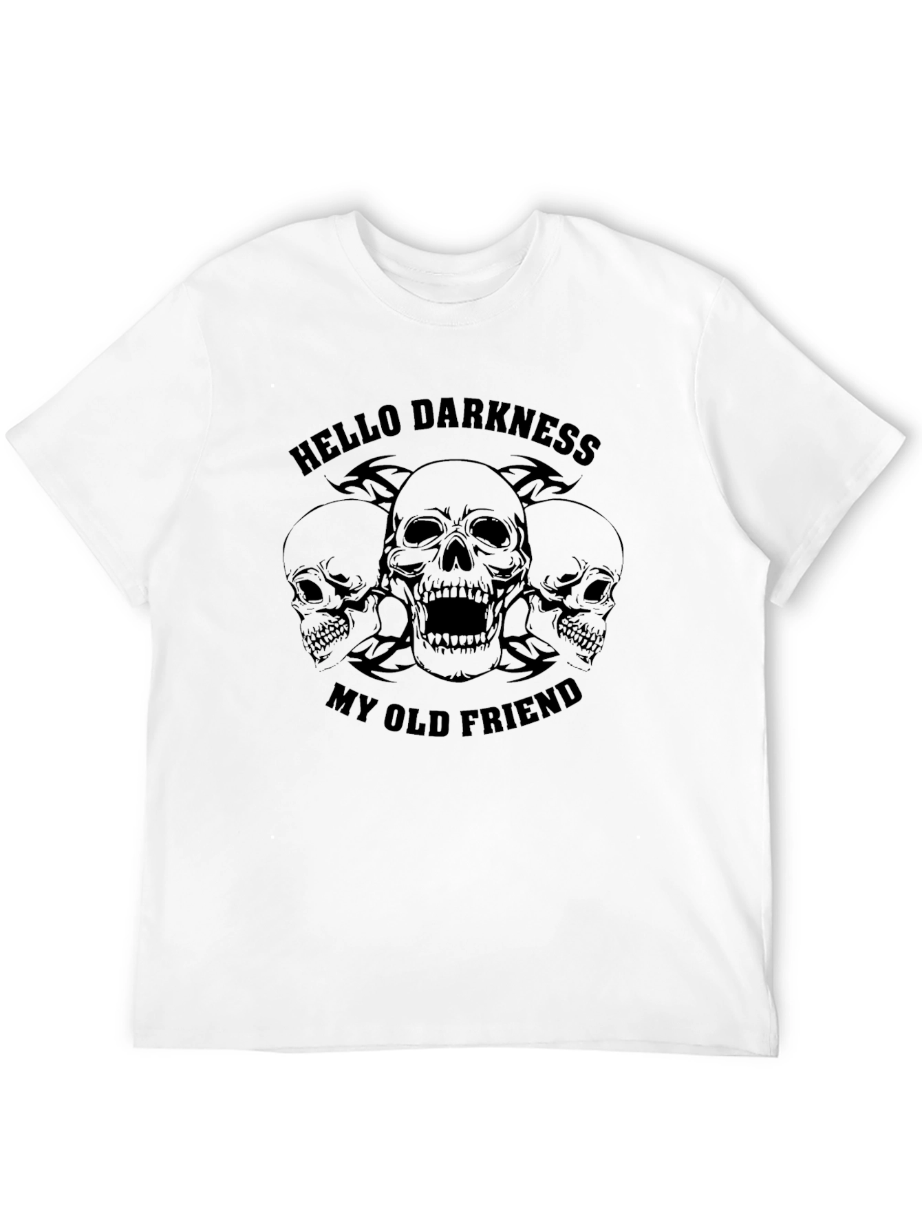 Skull Graphic Tee - Hello Darkness My Old Friend