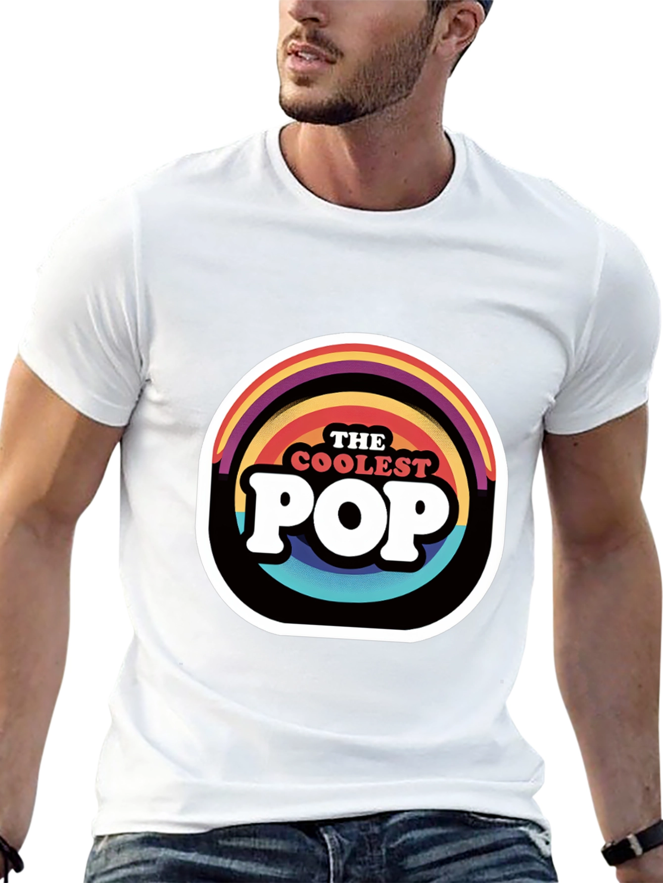 The Coolest Pop Graphic T-Shirt - Rainbow Design