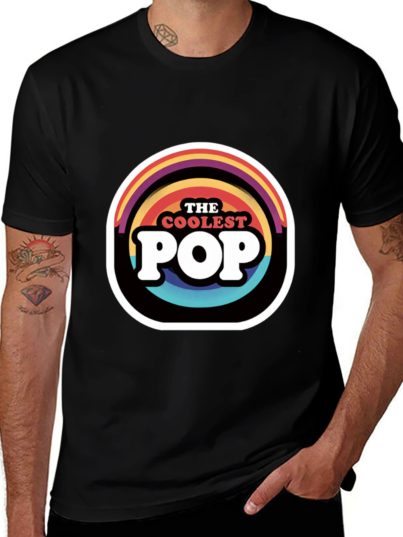 The Coolest Pop Graphic T-Shirt - Rainbow Design