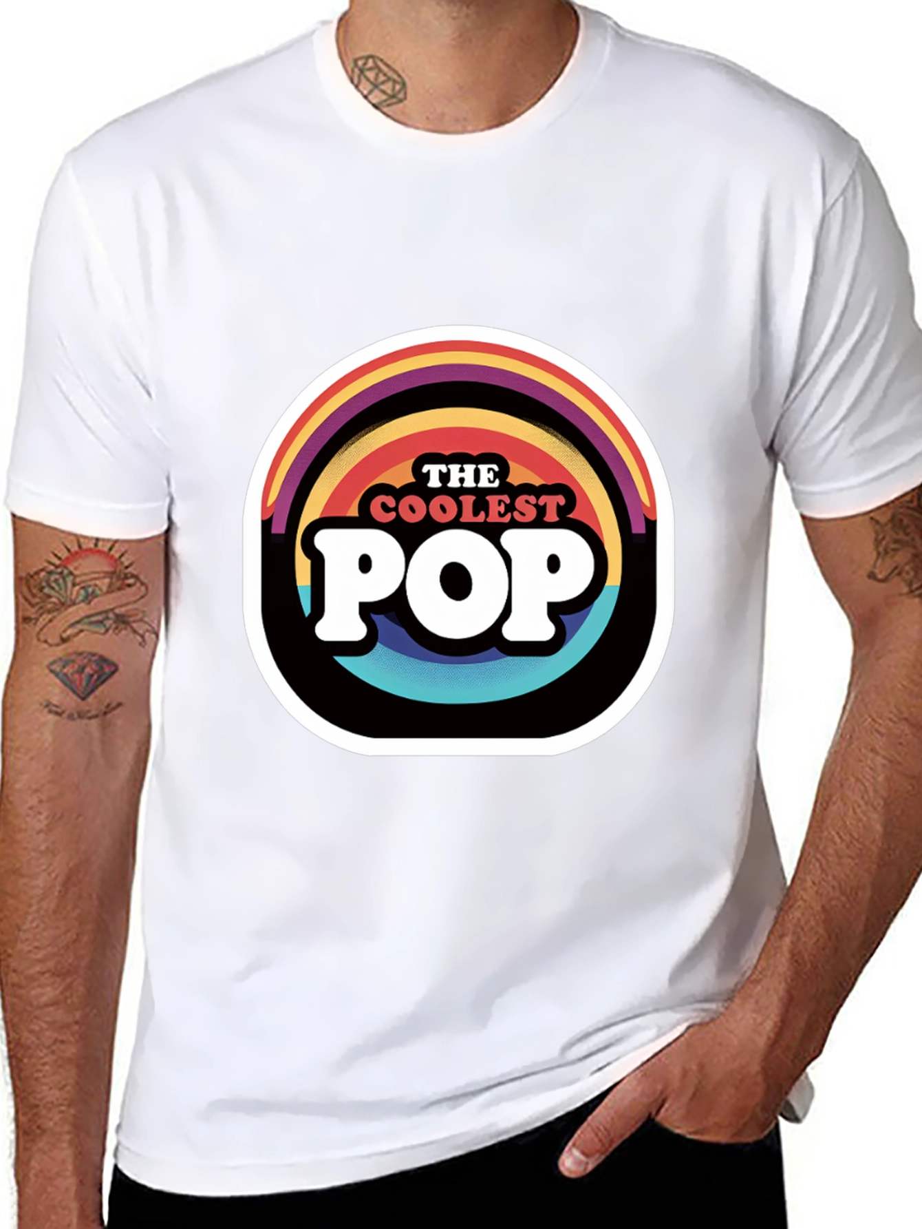 The Coolest Pop Graphic T-Shirt - Rainbow Design