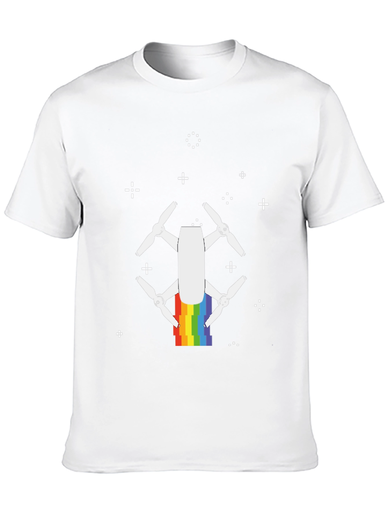 Rainbow Drone Graphic Tee - Black Cotton T-Shirt