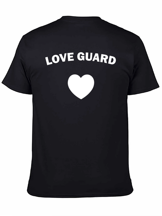 Love Guard Tee - Black Cotton T-Shirt with Heart Graphic