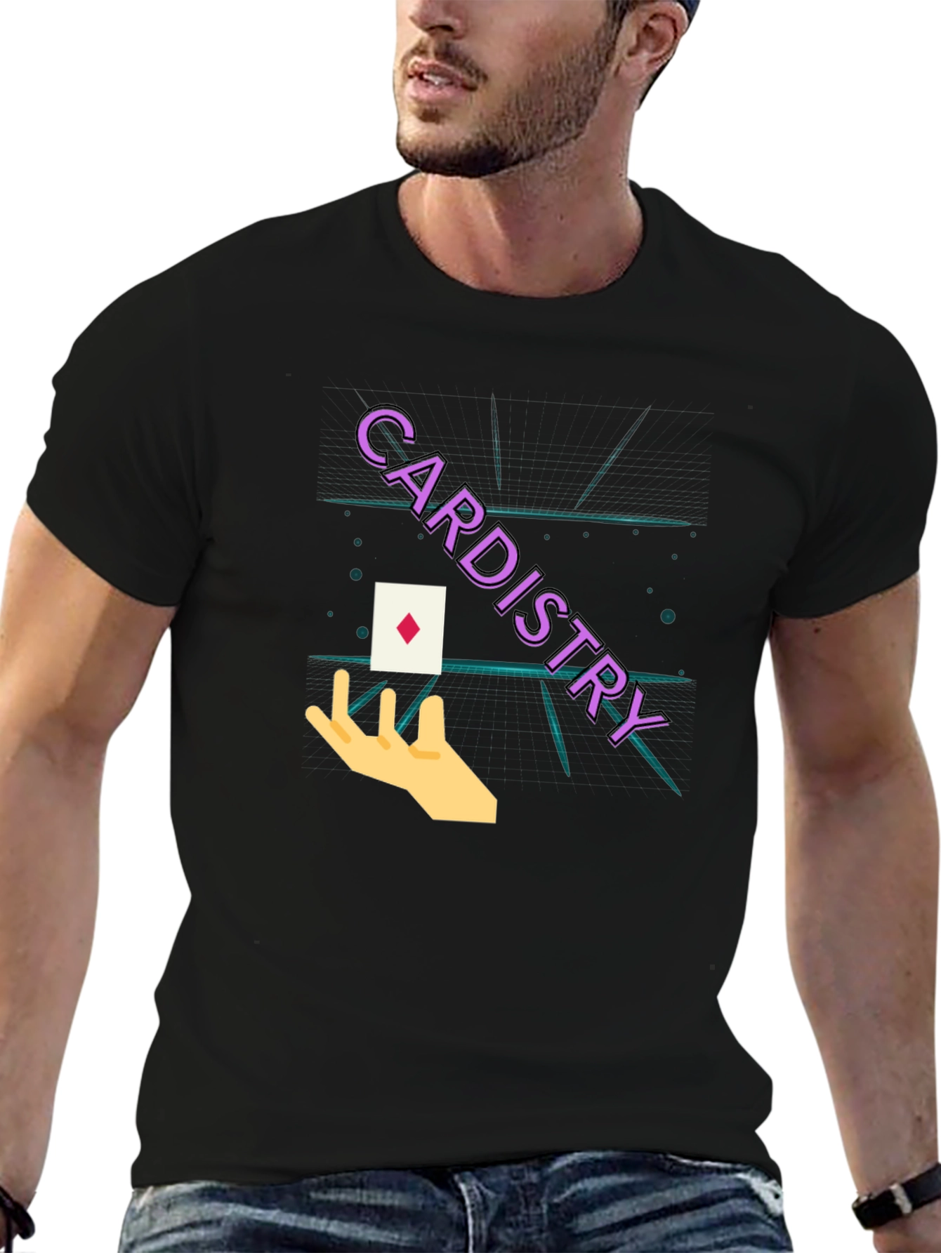 Cardistry Black T-Shirt - Magic Trick Design