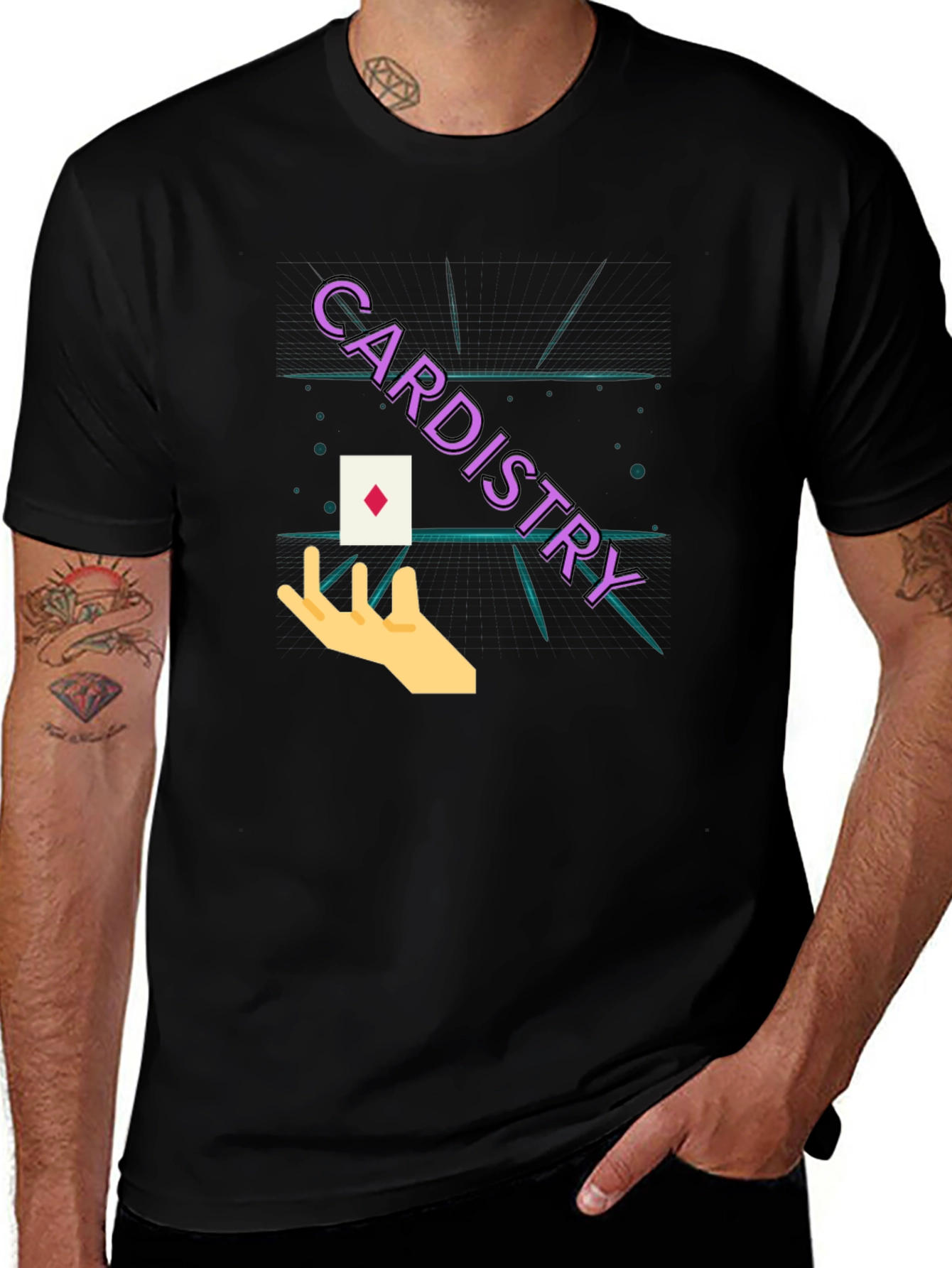 Cardistry Black T-Shirt - Magic Trick Design