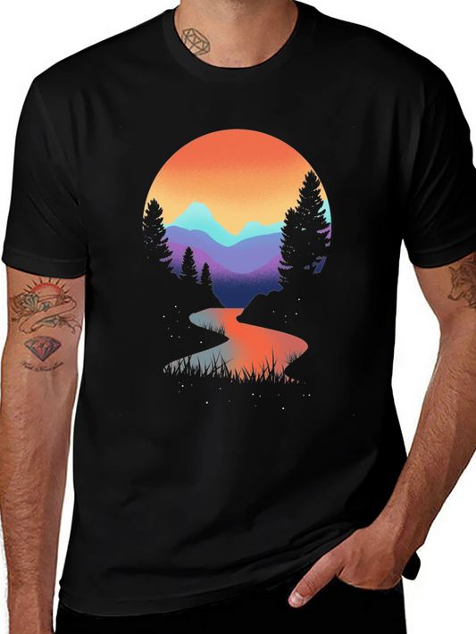 Mountain River Graphic Tee - Black