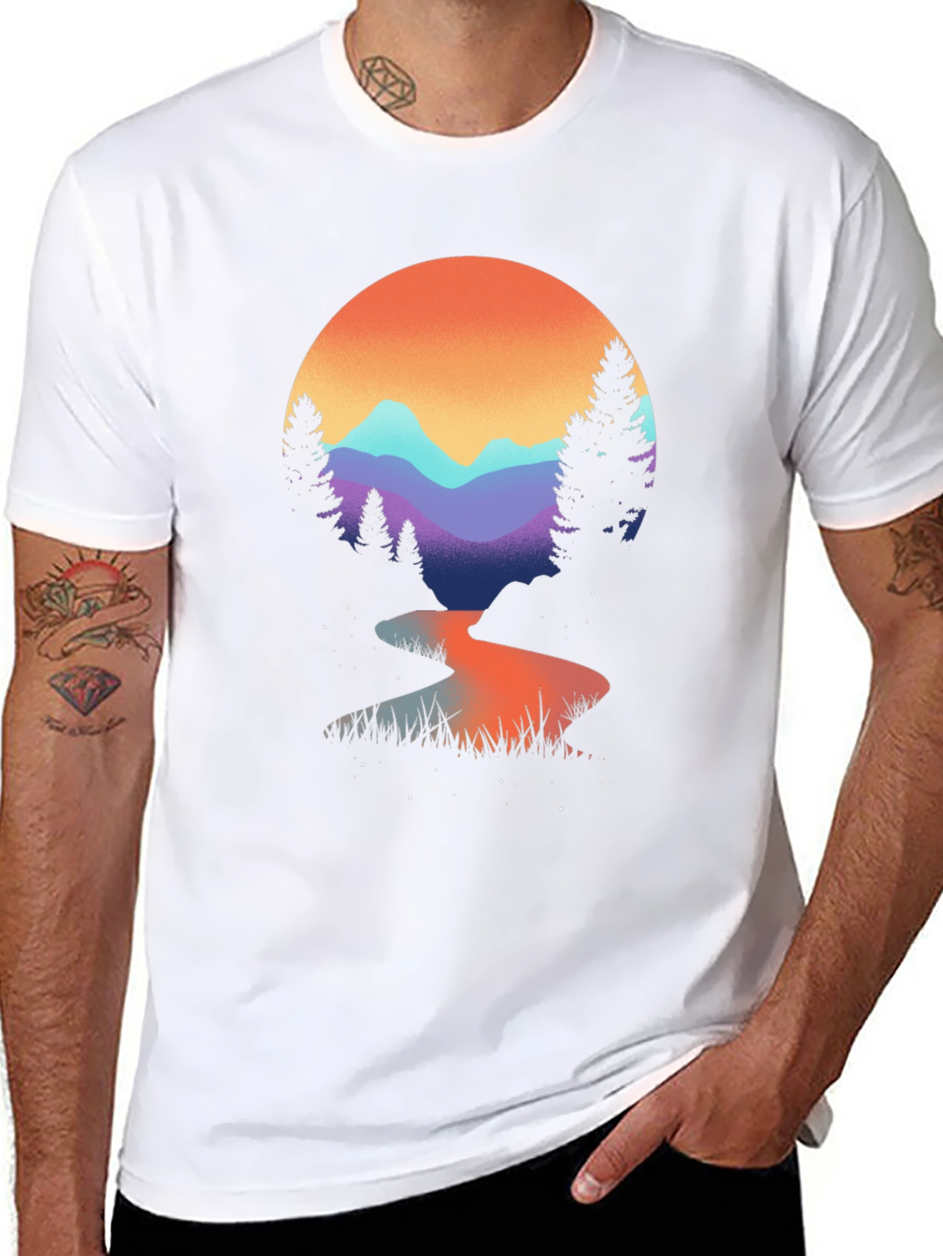Mountain River Graphic Tee - Black