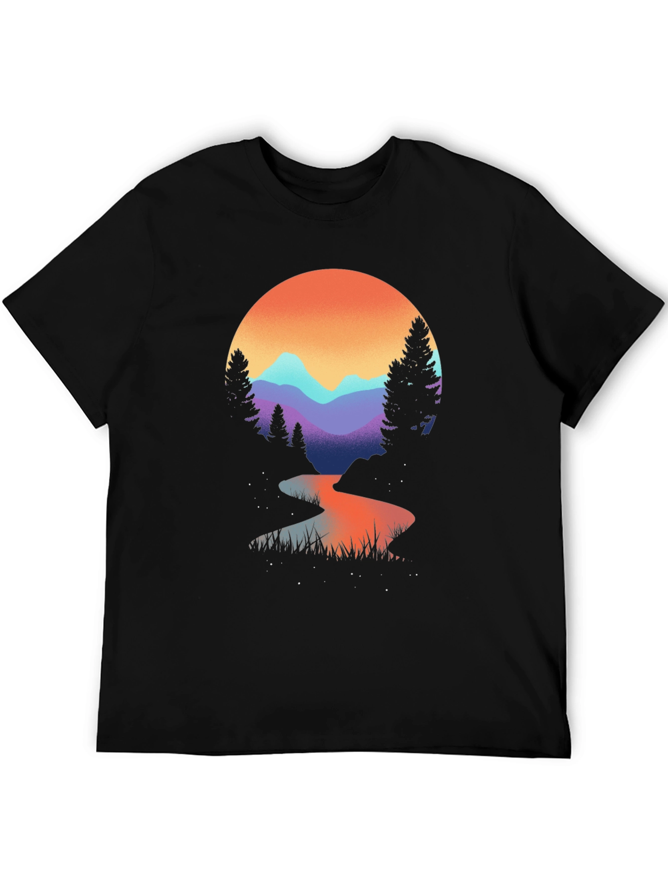 Mountain River Graphic Tee - Black