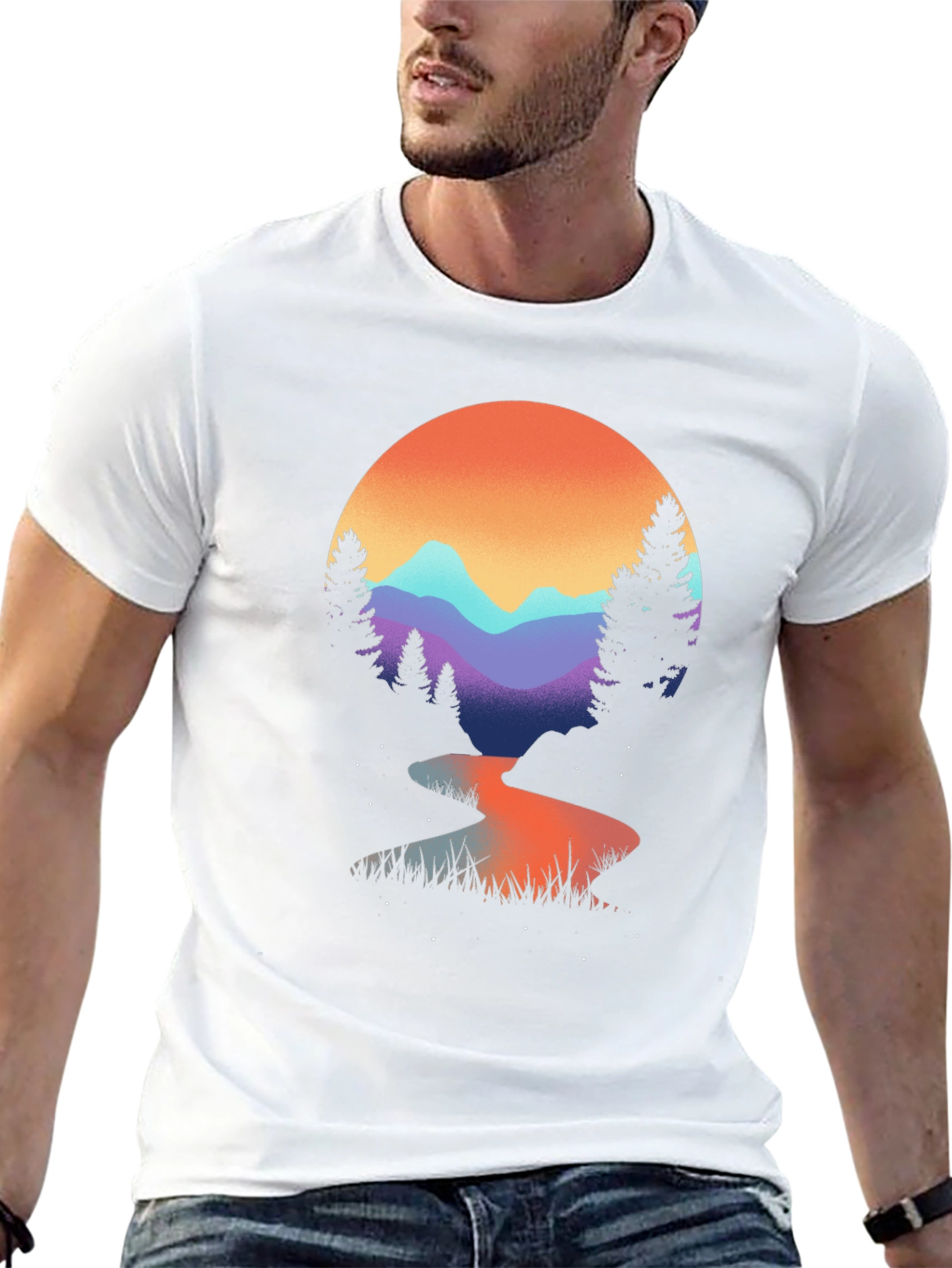 Mountain River Graphic Tee - Black
