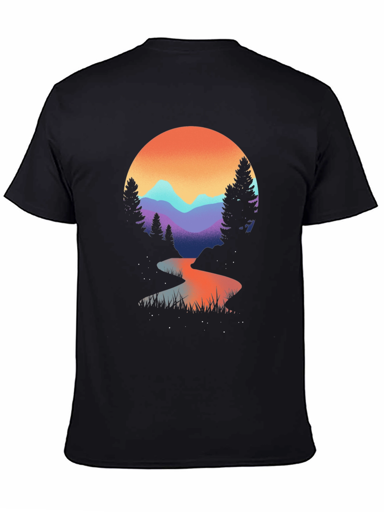 Mountain River Graphic Tee - Black