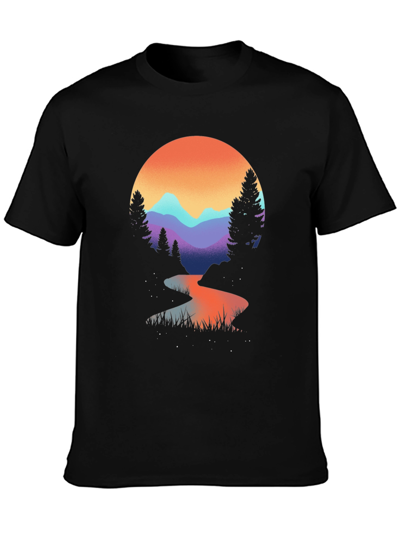 Mountain River Graphic Tee - Black