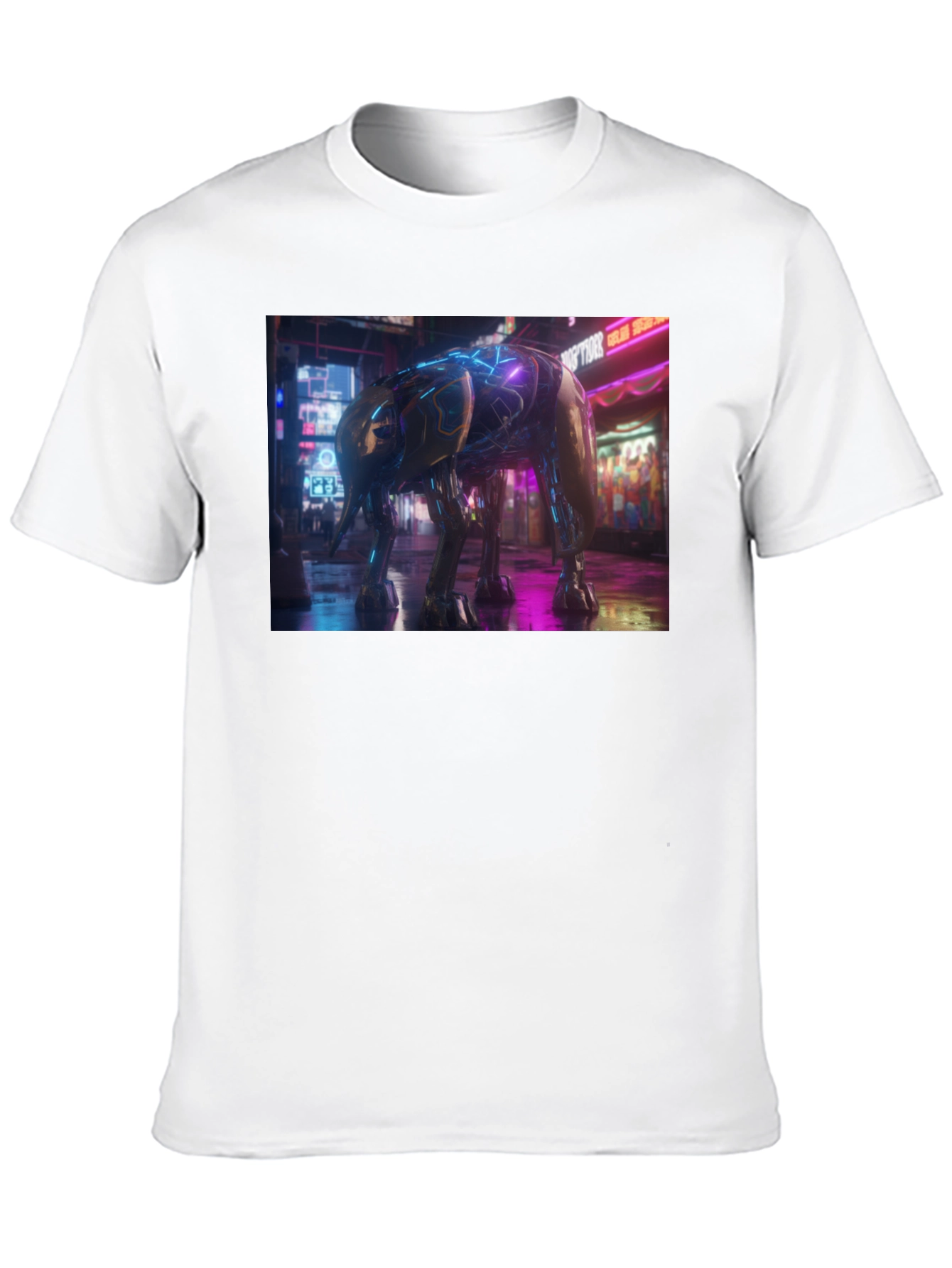 Cyberpunk Elephant Graphic Tee - Black