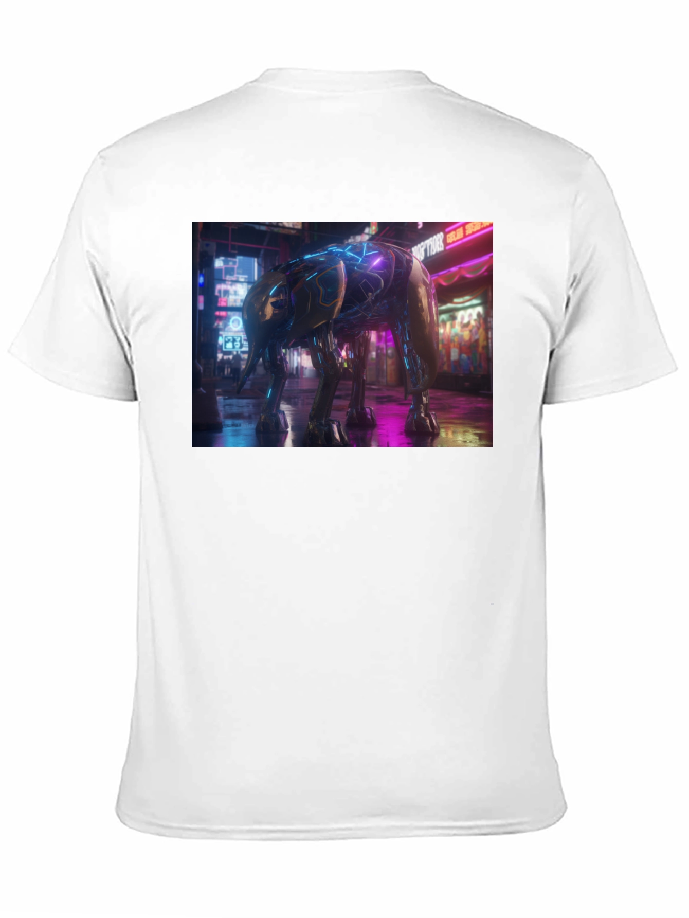 Cyberpunk Elephant Graphic Tee - Black