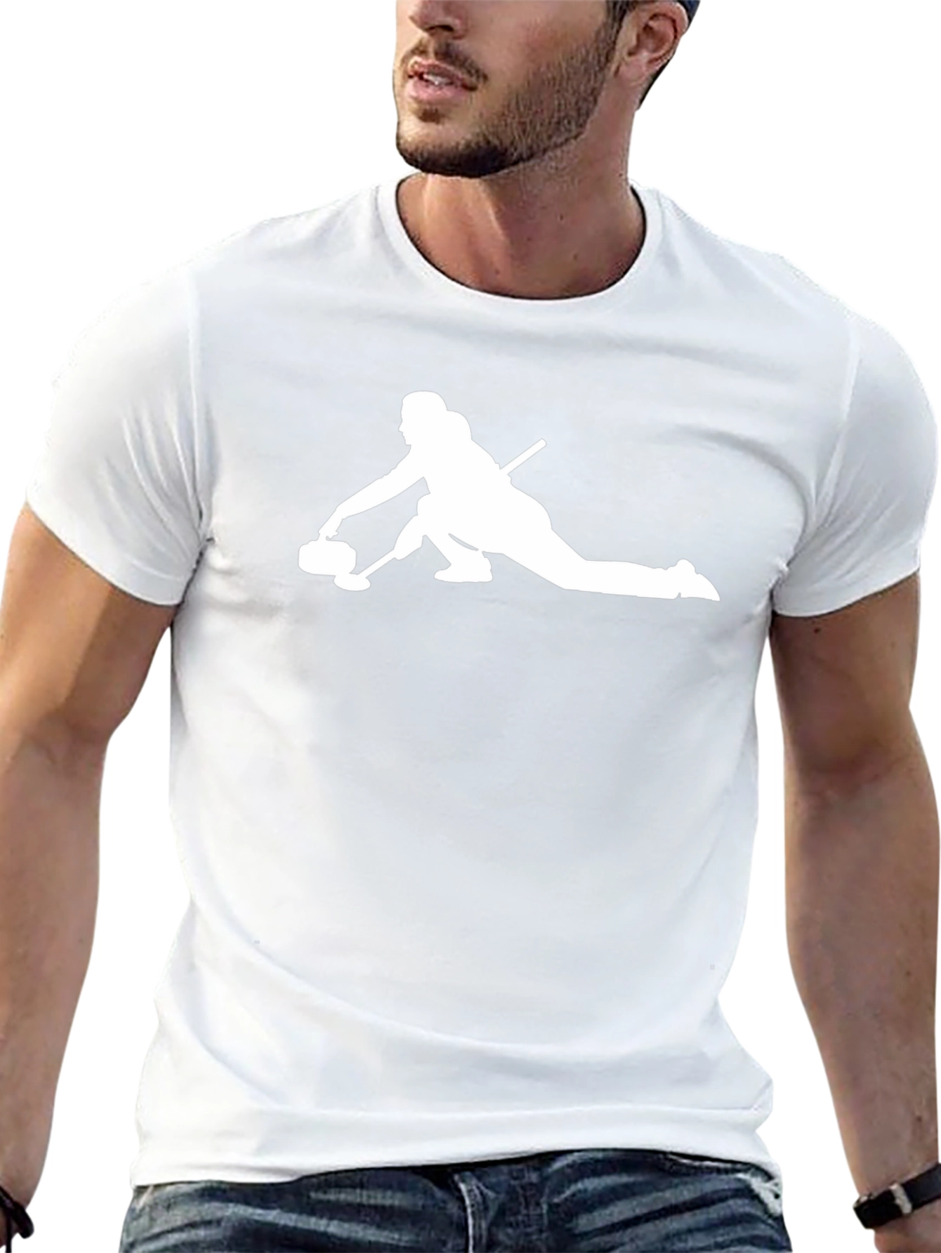 Curling Silhouette Graphic Tee - Black