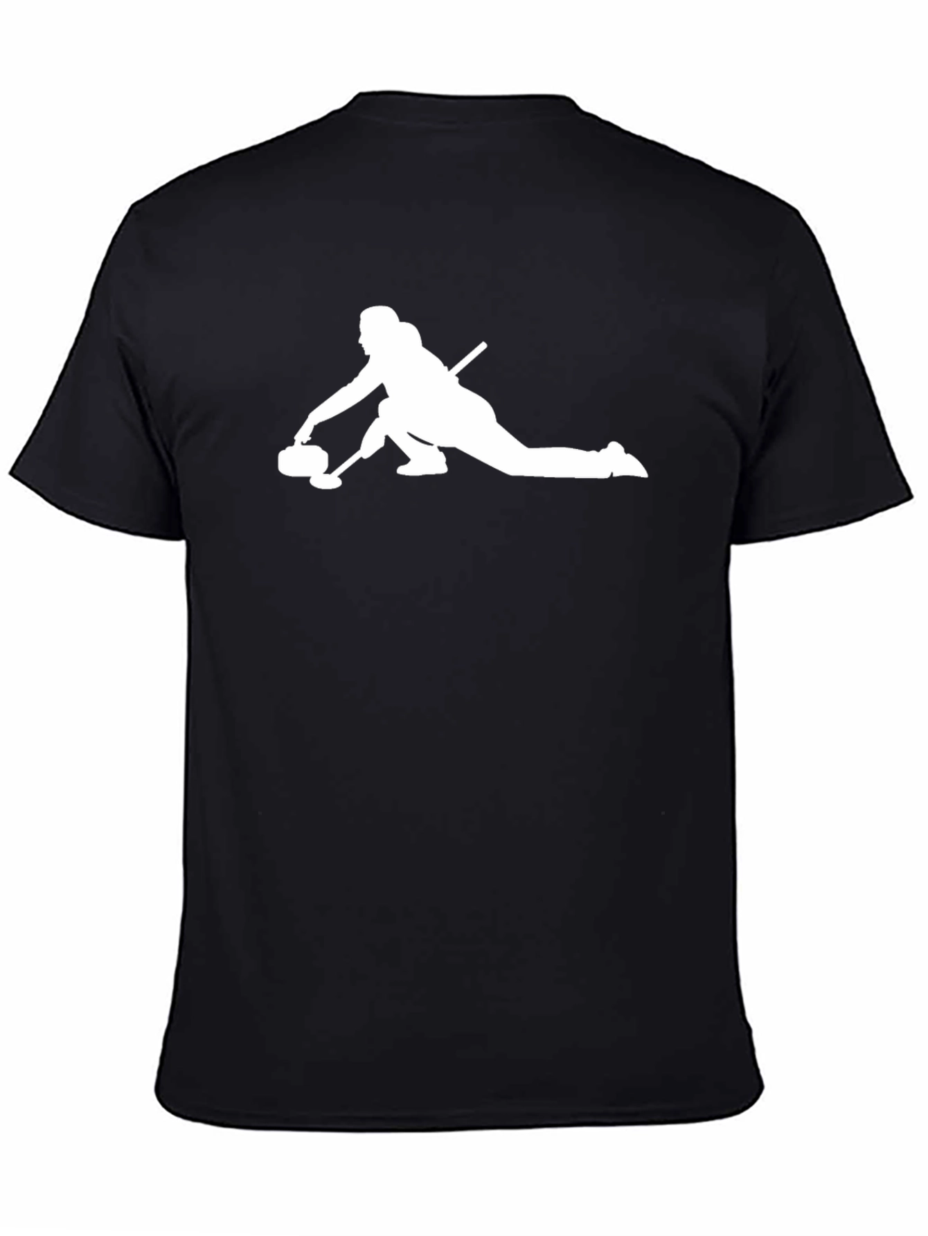 Curling Silhouette Graphic Tee - Black