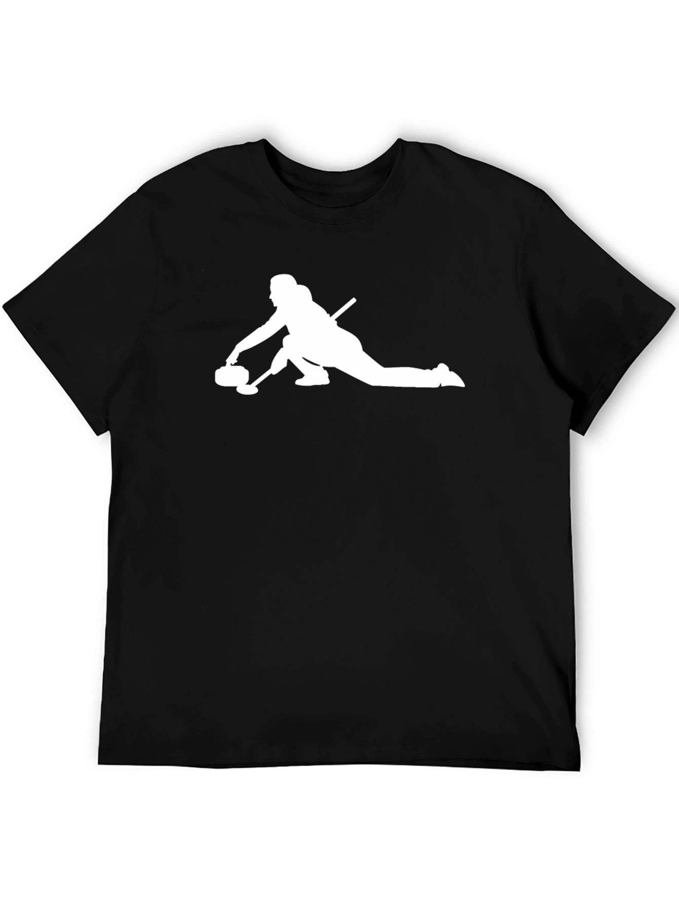 Curling Silhouette Graphic Tee - Black