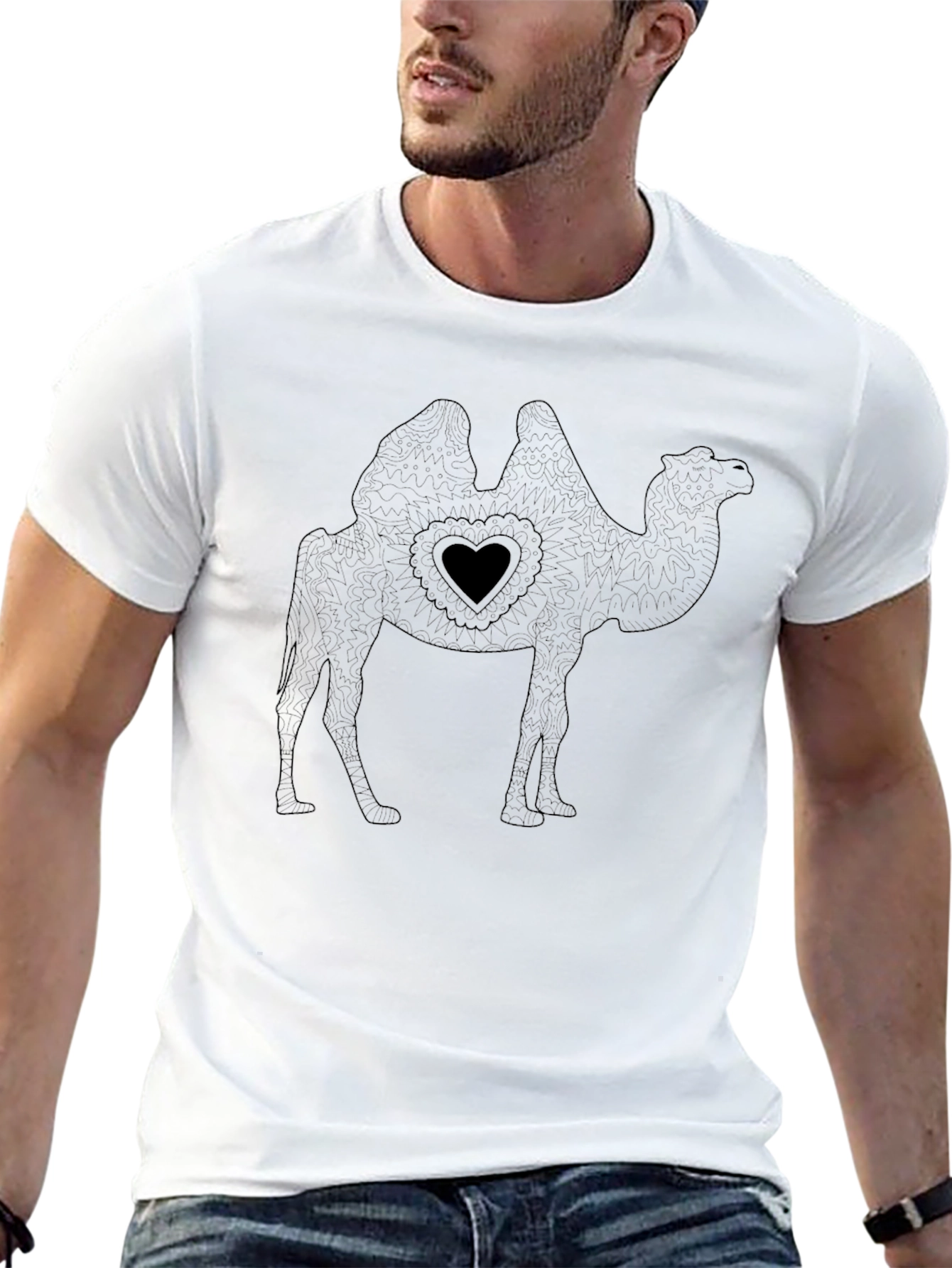 Camel Heart Graphic Tee - Black Cotton Blend