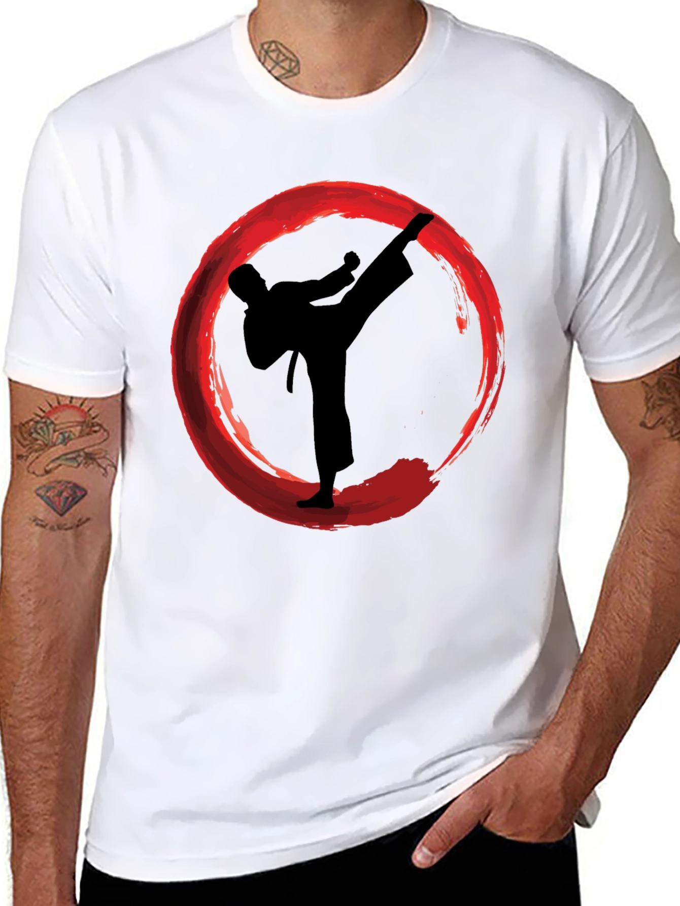 Karate Kick Enso Circle Graphic T-Shirt