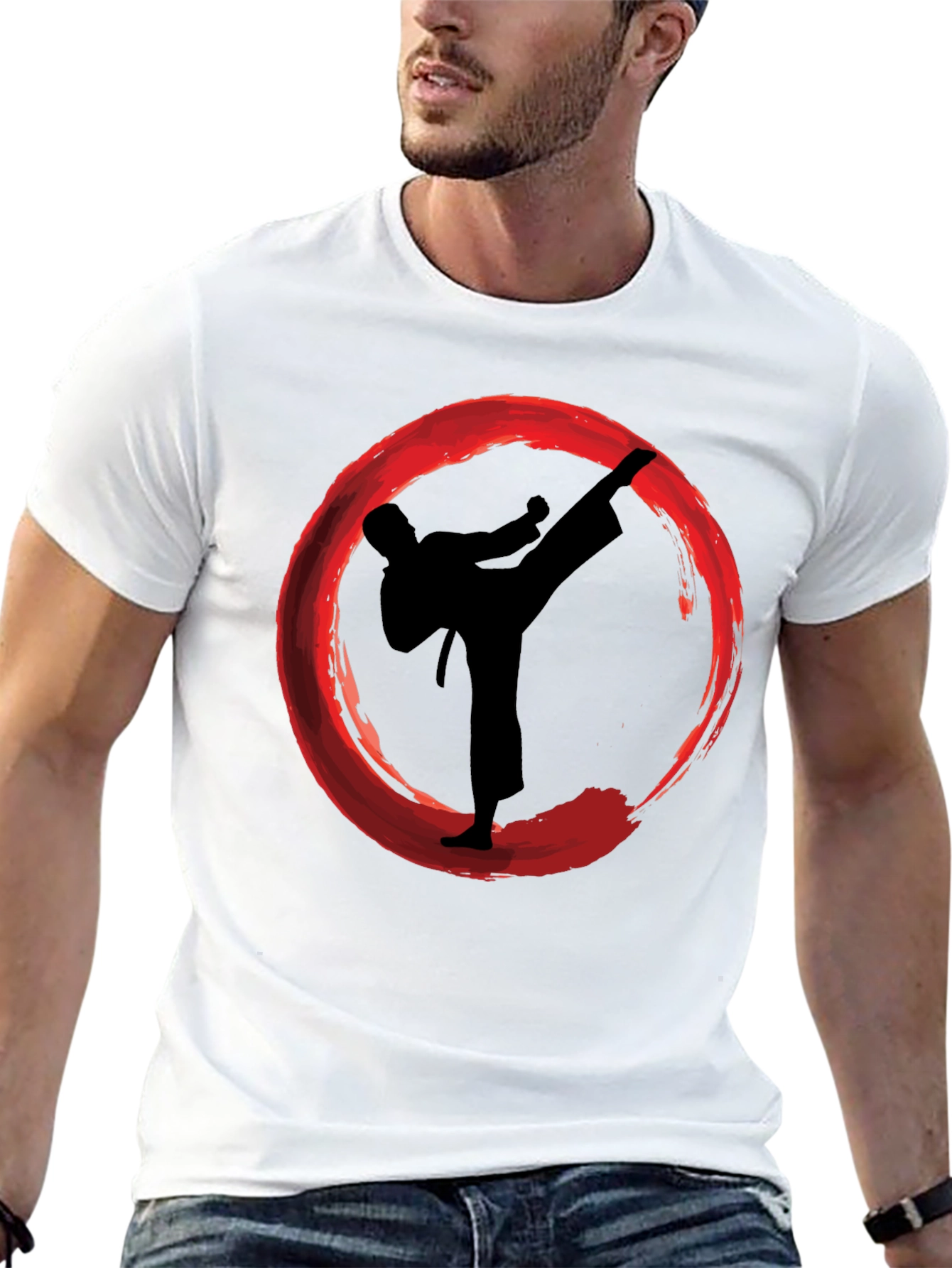 Karate Kick Enso Circle Graphic T-Shirt