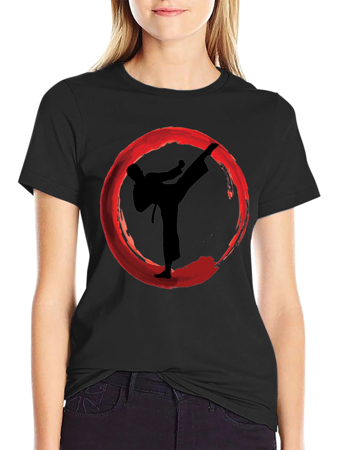 Karate Kick Enso Circle Graphic T-Shirt