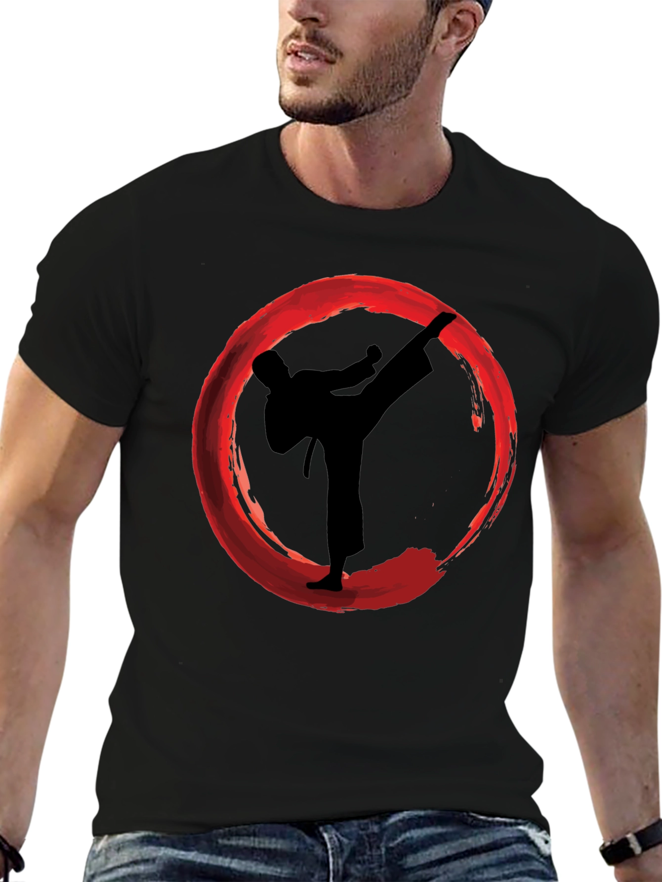 Karate Kick Enso Circle Graphic T-Shirt