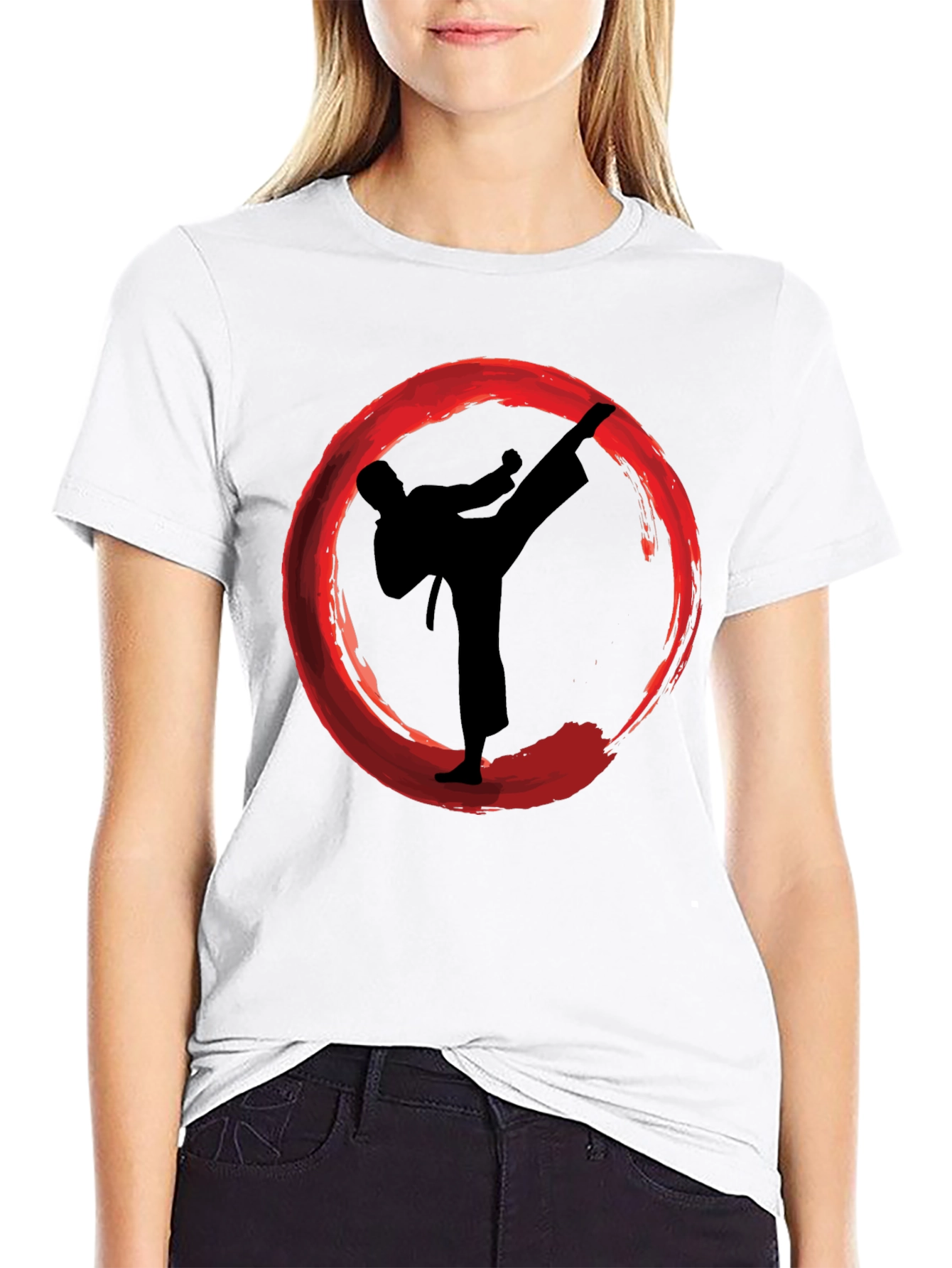 Karate Kick Enso Circle Graphic T-Shirt